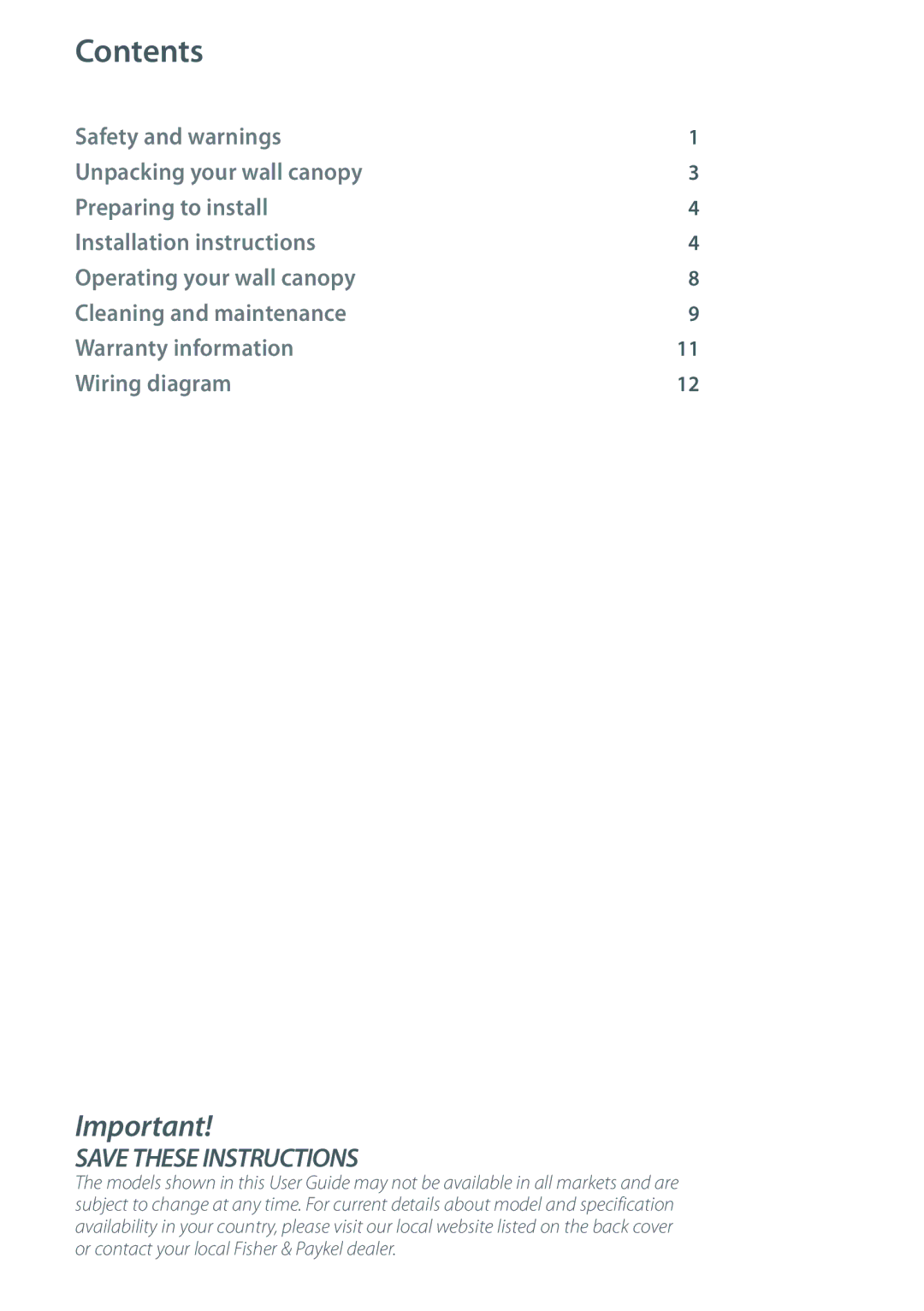 Fisher & Paykel HT90DBX1 installation instructions Contents 