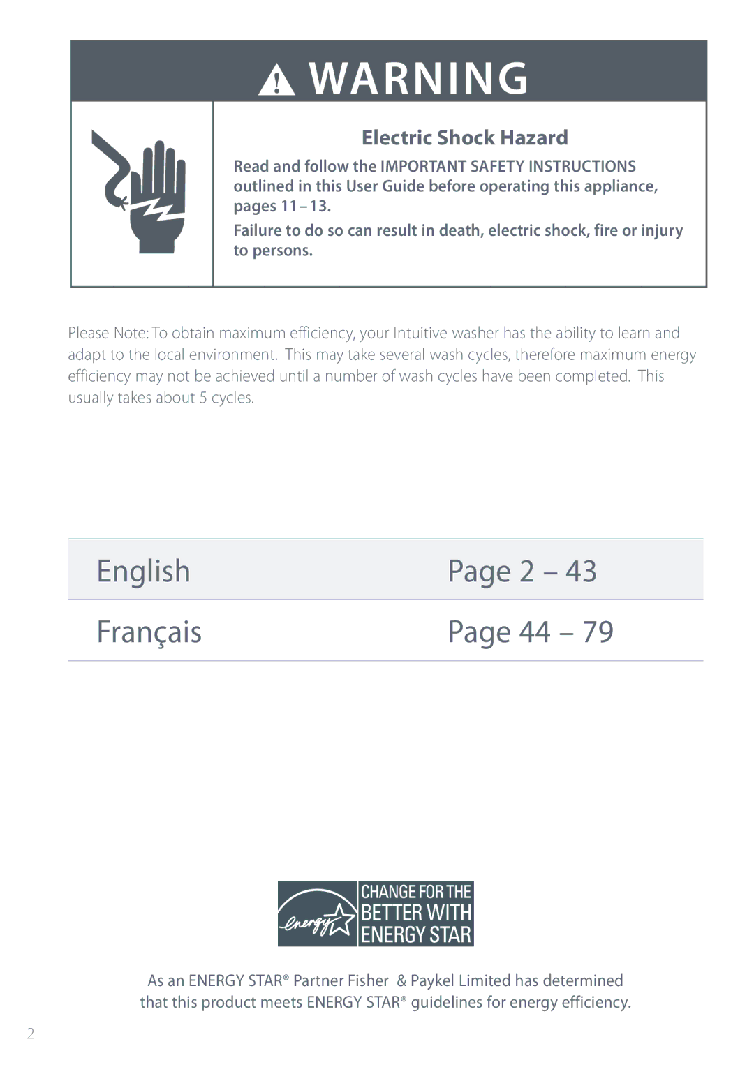 Fisher & Paykel IWL12 installation instructions English Français 