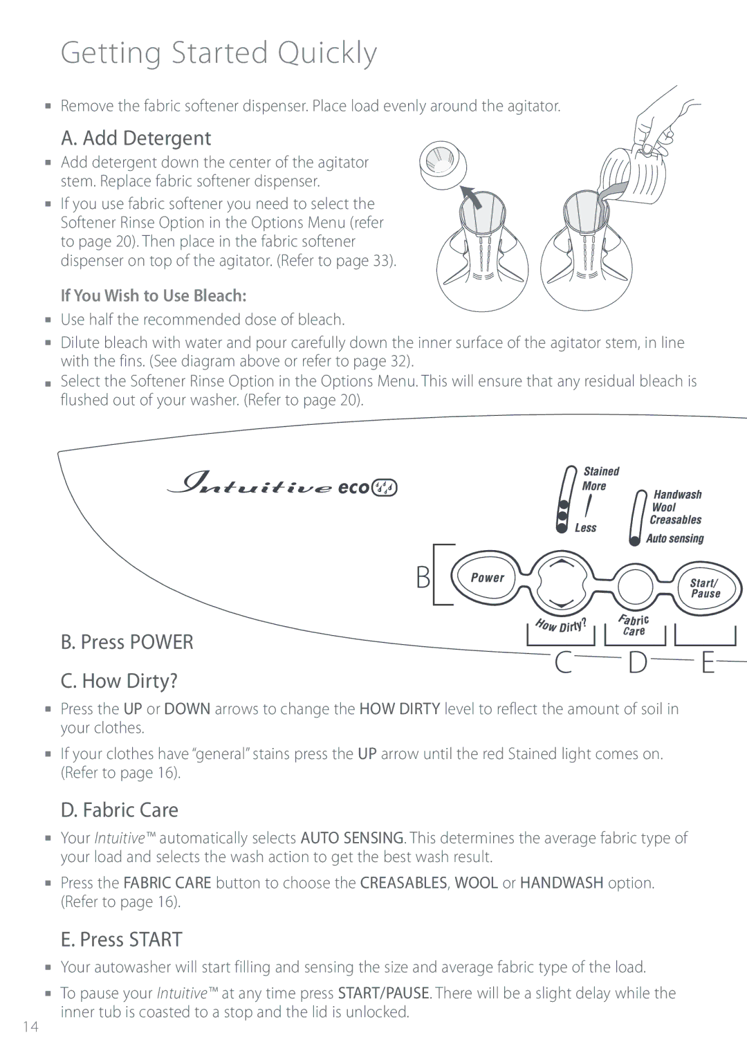 Fisher & Paykel IWL16 manual FUUJOH4UBSUFE2VJDLMZ, Ee%Fufshfou, #1SFTT108&3 $PX%JSUZ, Bcsjd$Bsf, 1SFTT4535 