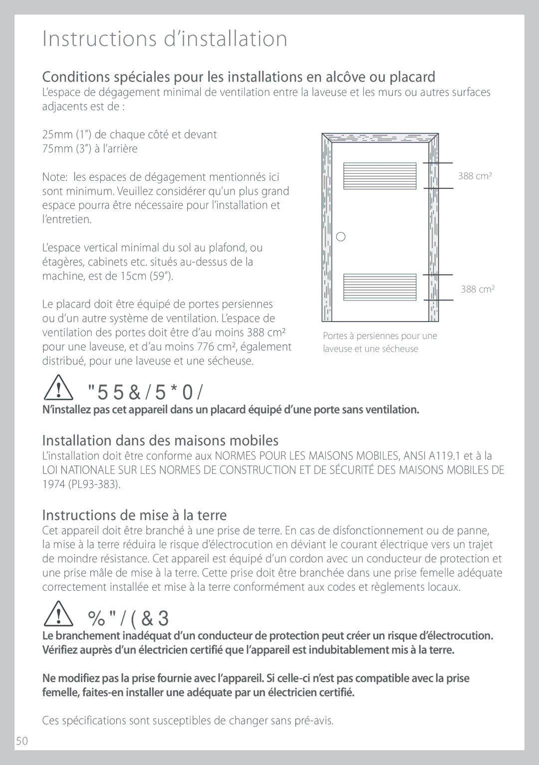 Fisher & Paykel IWL16 manual OtubmmbujpoEbotEftNbjtpotNpcjmft, OtusvdujpotEfNjtfËMbUfssf 