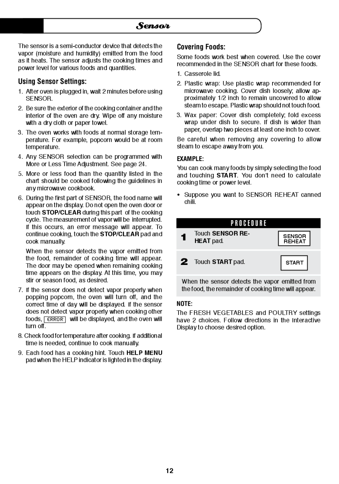 Fisher & Paykel MO-24SS installation instructions Example, Touch Sensor RE, Heat pad 