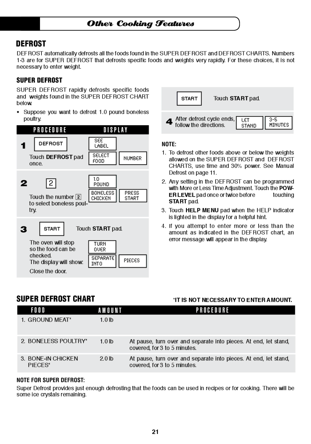 Fisher & Paykel MO-24SS installation instructions Super Defrost 