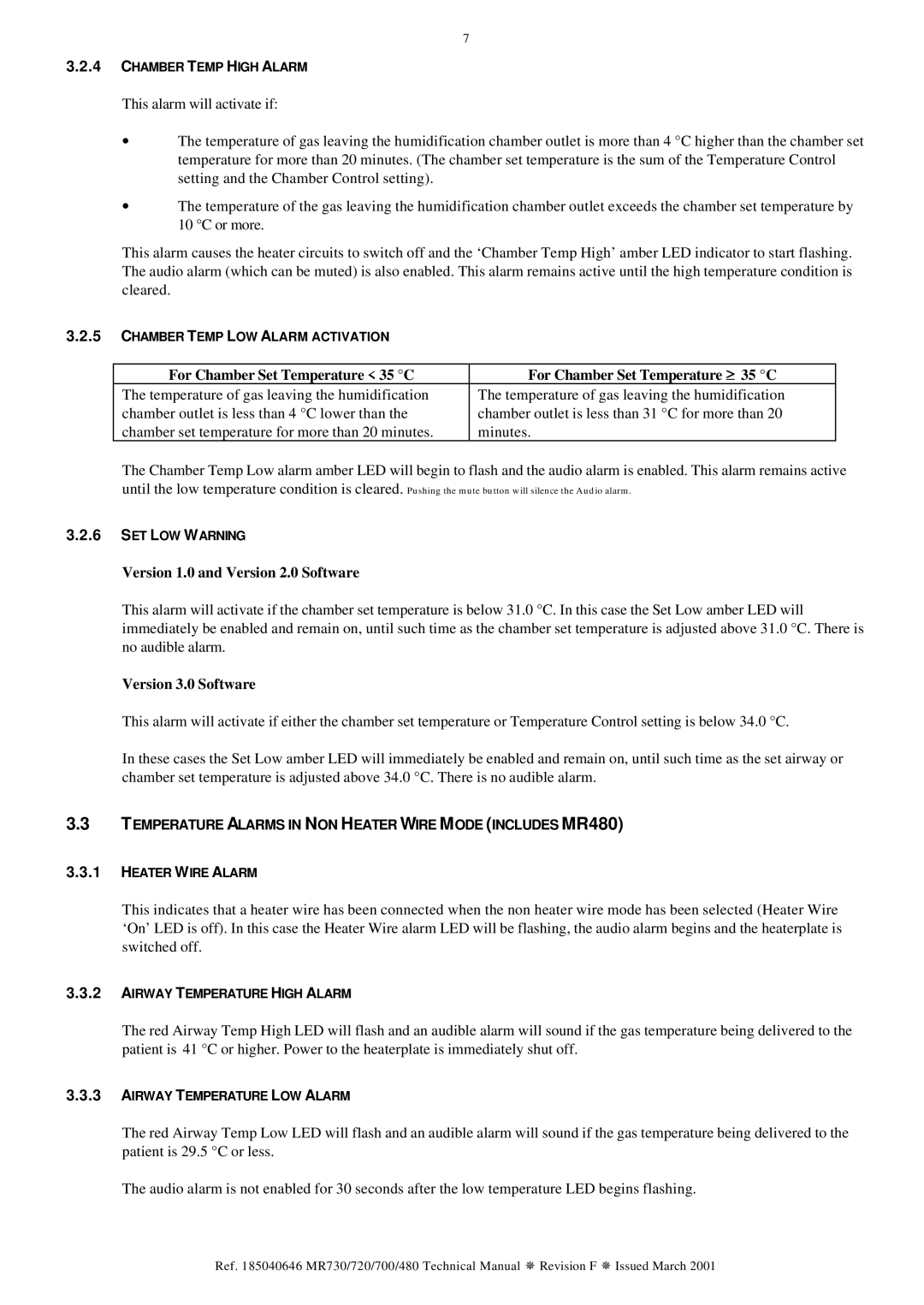 Fisher & Paykel MR730, MR720, MR480, MR700 technical manual Version 1.0 and Version 2.0 Software, Version 3.0 Software 