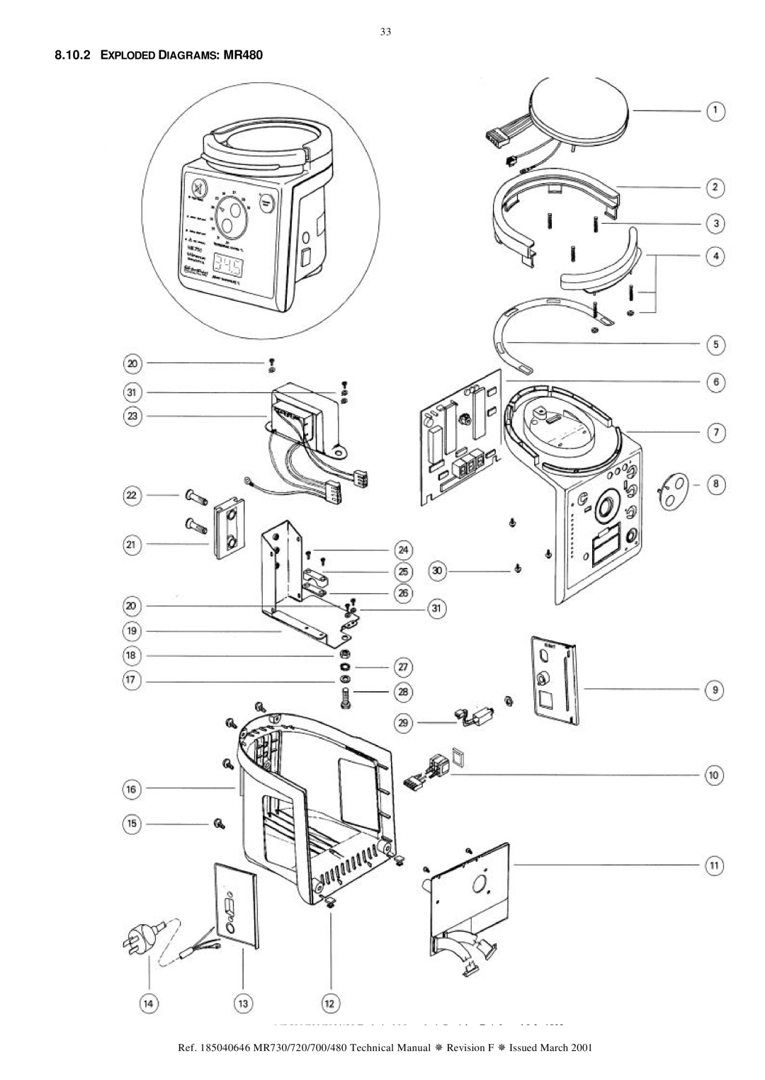 Fisher & Paykel MR700, MR720, MR730 technical manual Exploded Diagrams MR480 