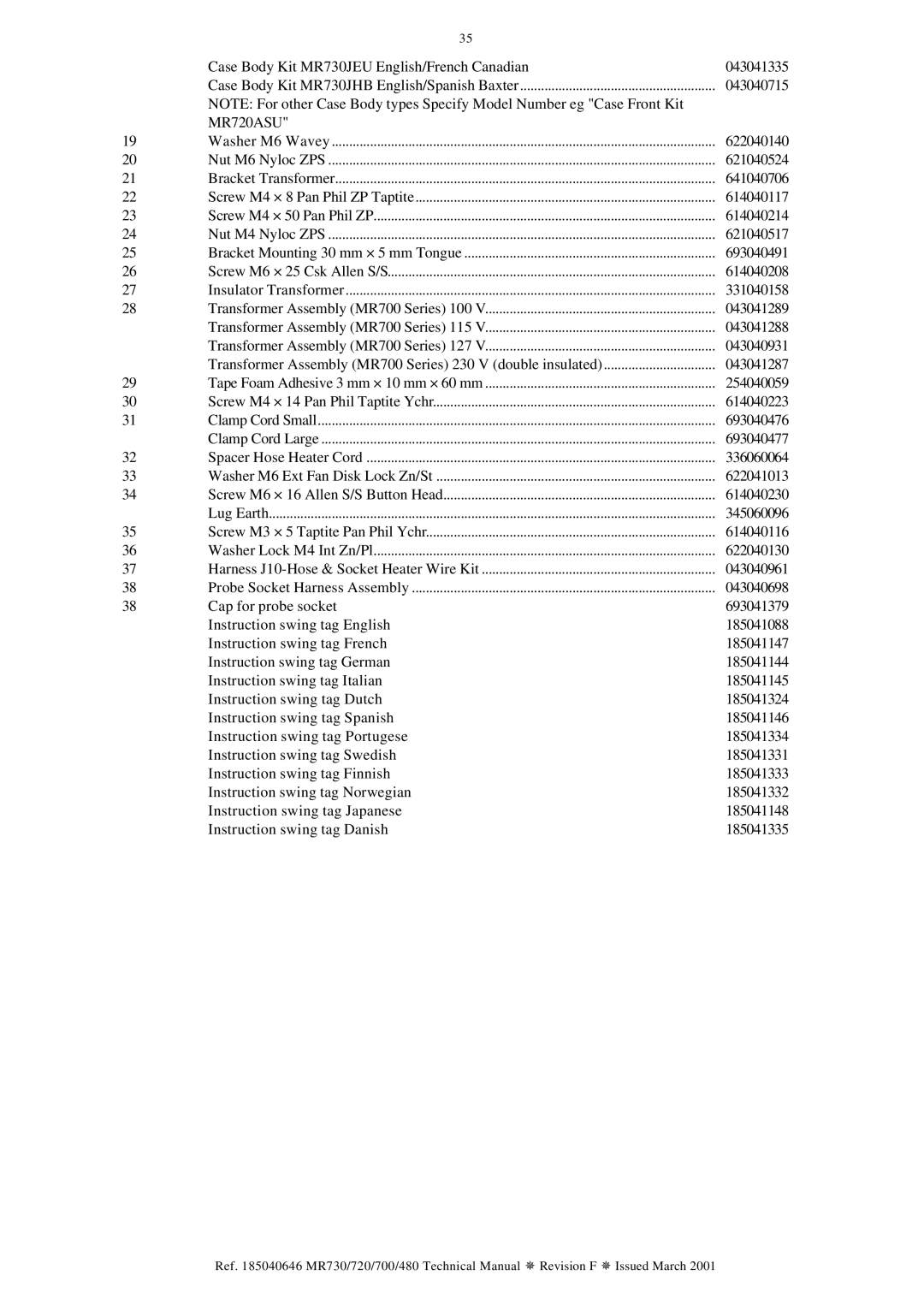 Fisher & Paykel MR730, MR480, MR700 technical manual MR720ASU 