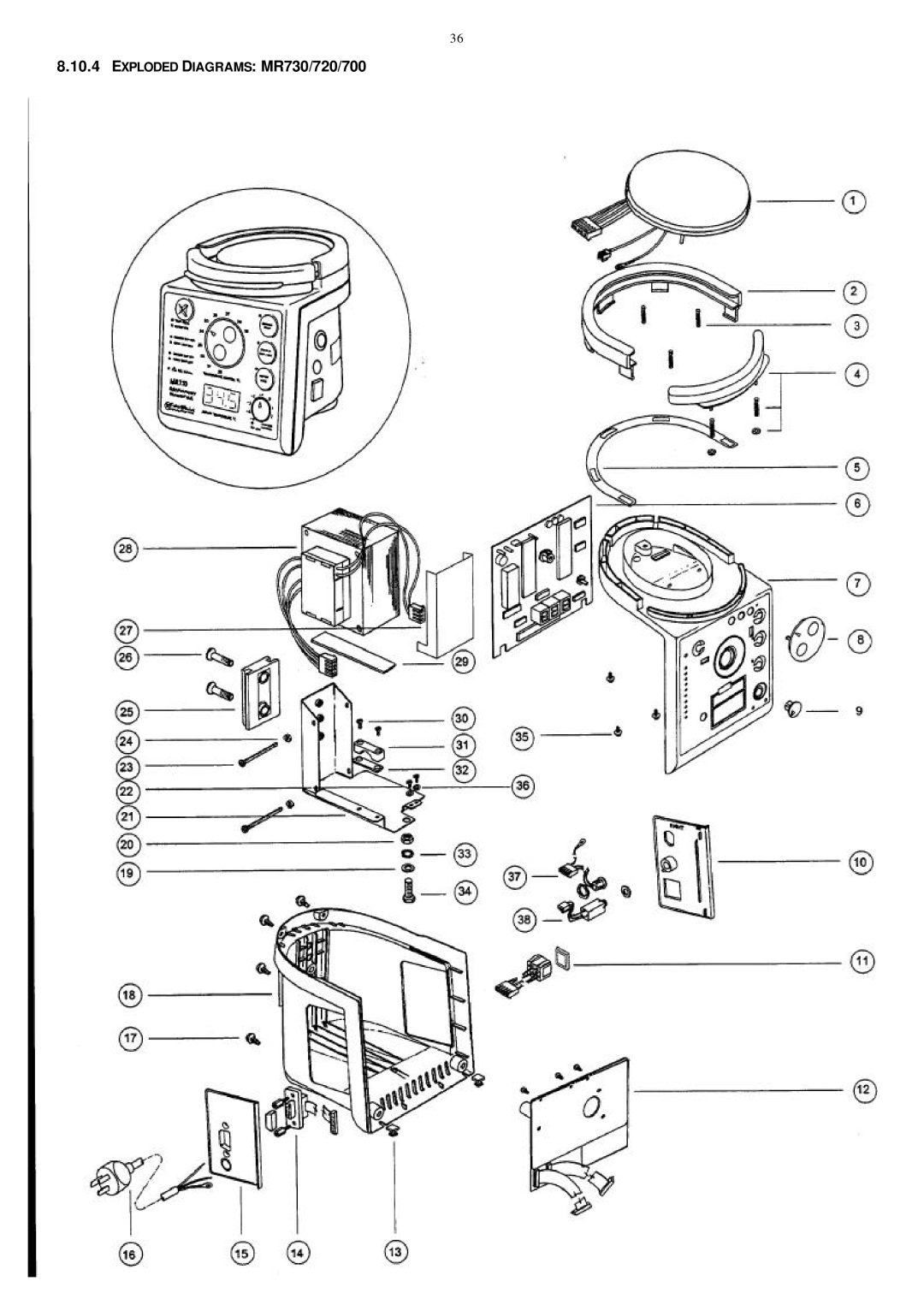 Fisher & Paykel MR480, MR720, MR700 technical manual Exploded Diagrams MR730/720/700 