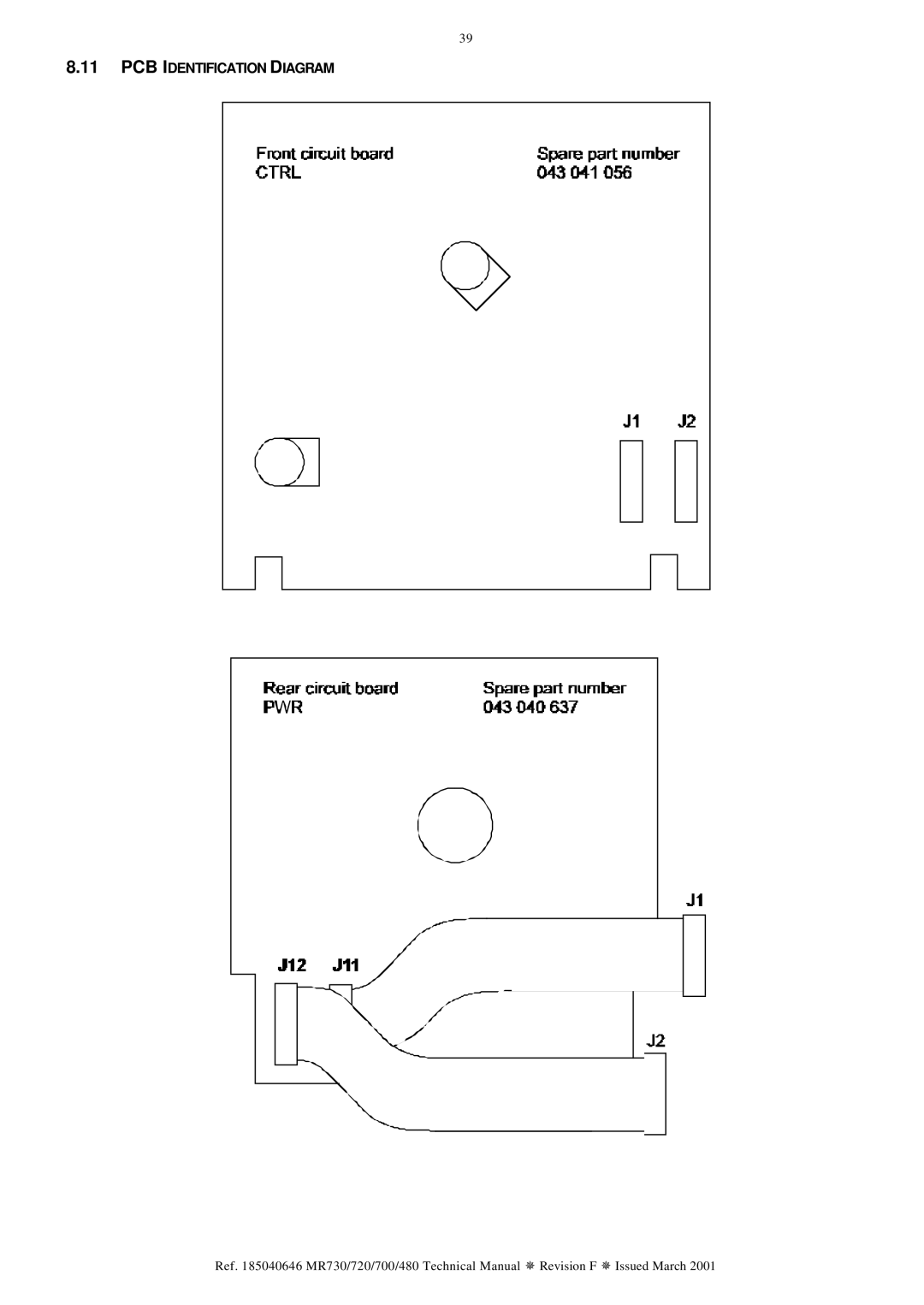 Fisher & Paykel MR730, MR720, MR480, MR700 technical manual PCB Identification Diagram 
