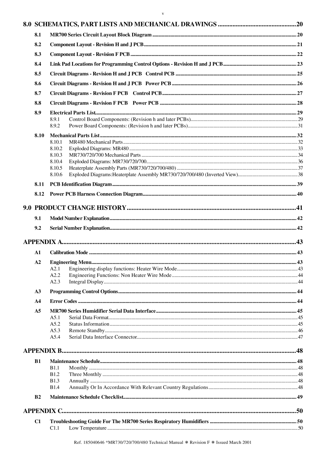 Fisher & Paykel MR730 10.1, 10.2, 10.3, 10.4, 10.5, 10.6, Power PCB Harness Connection Diagram, Engineering Menu A2.1 