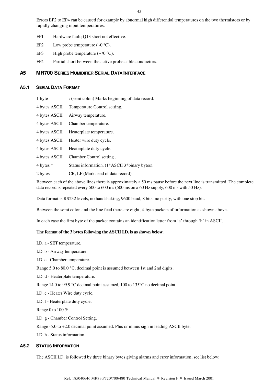 Fisher & Paykel MR700, MR720, MR730, MR480 technical manual EP1, EP2, EP3, EP4, A5.1 