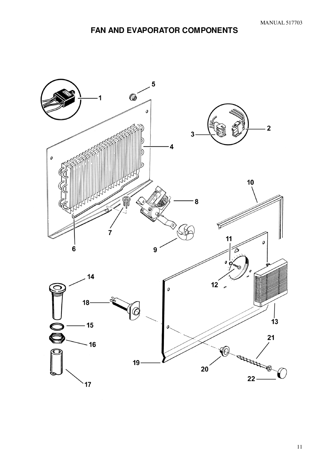 Fisher & Paykel N249T, N169T manual FAN and Evaporator Components 