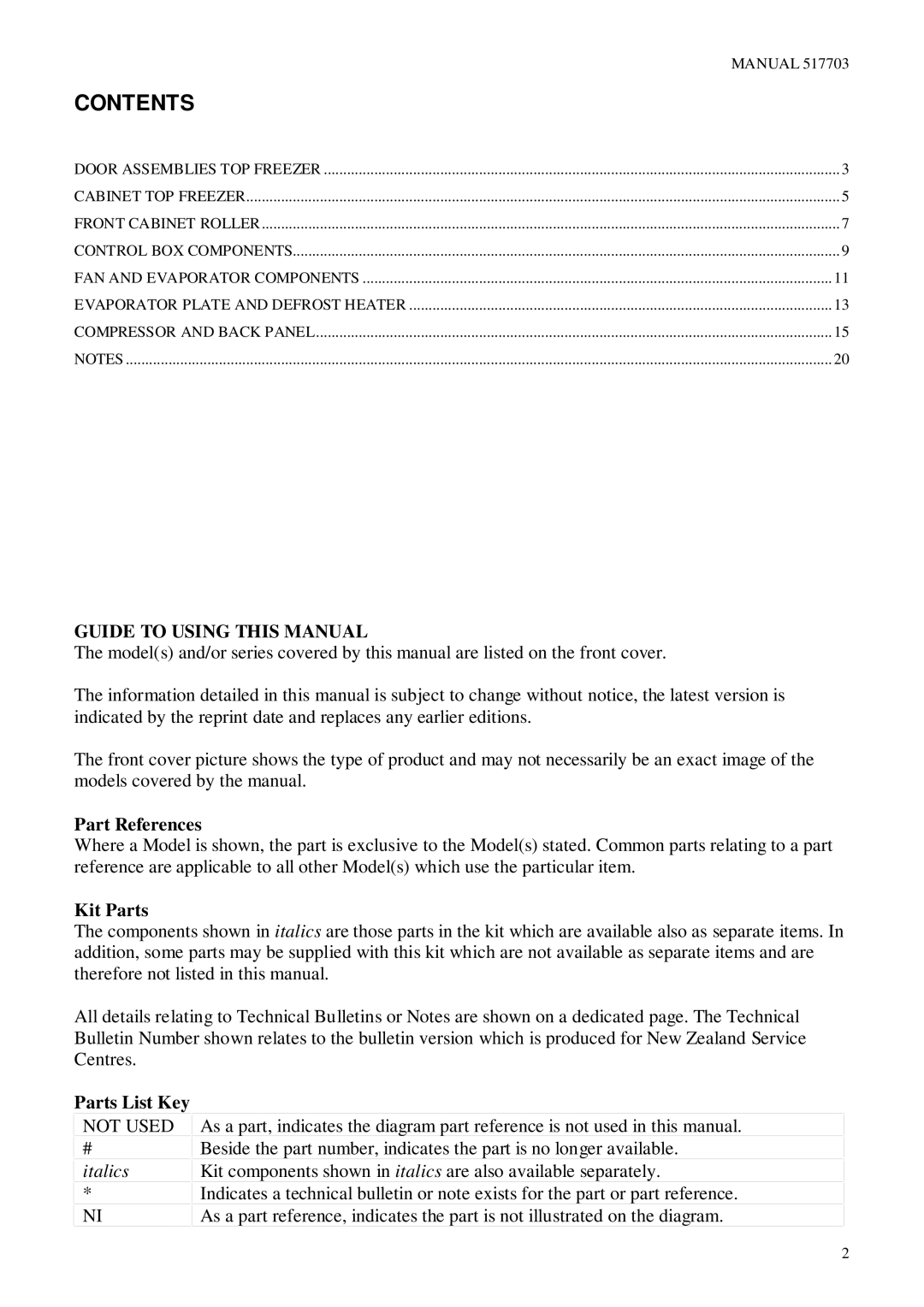 Fisher & Paykel N169T, N249T manual Contents 