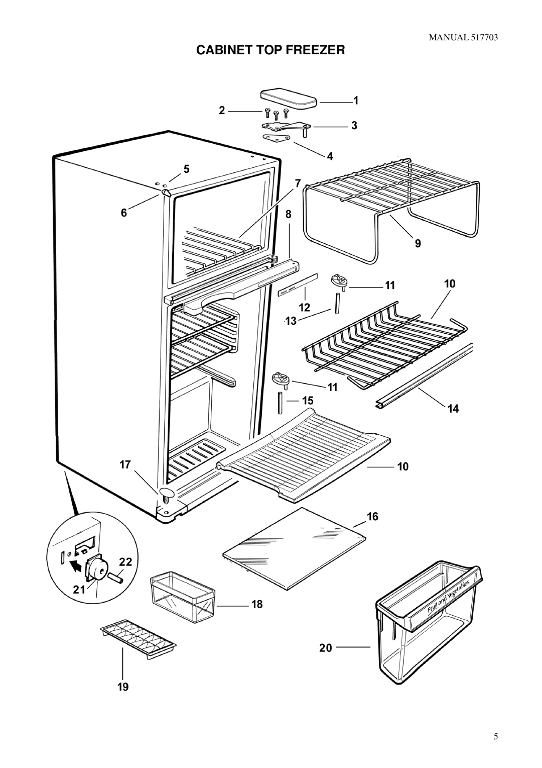 Fisher & Paykel N249T, N169T manual Cabinet TOP Freezer 