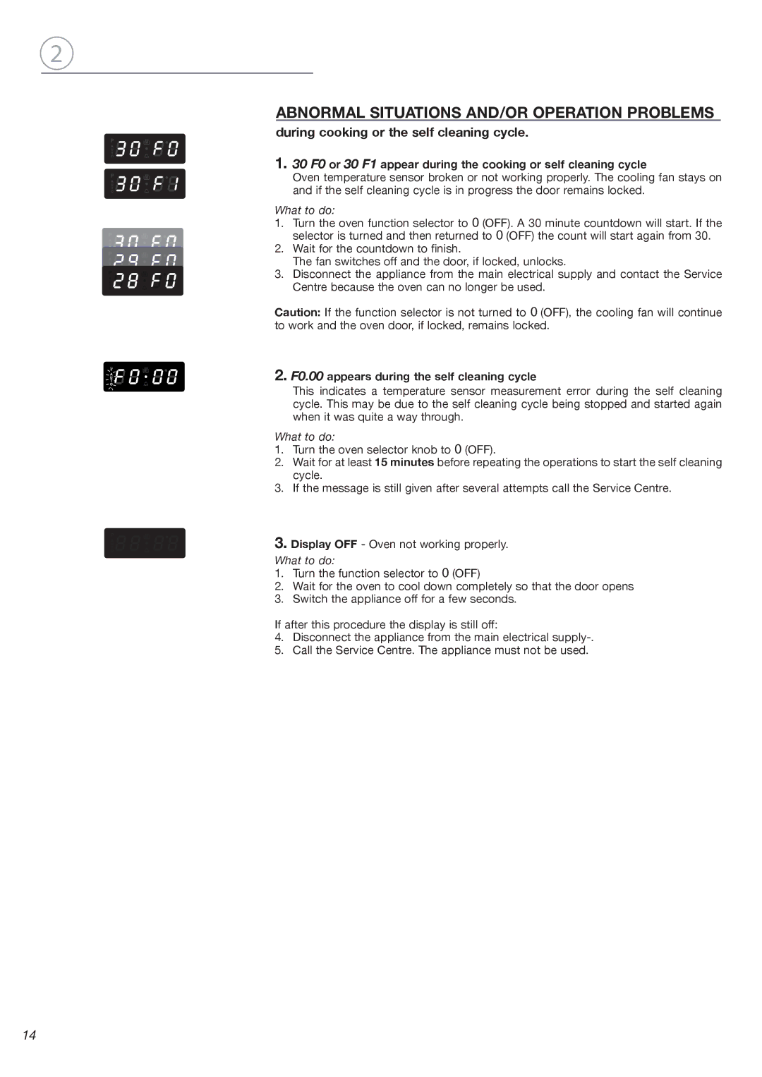 Fisher & Paykel OB24SDPX Abnormal Situations AND/OR Operation Problems, During cooking or the self cleaning cycle 