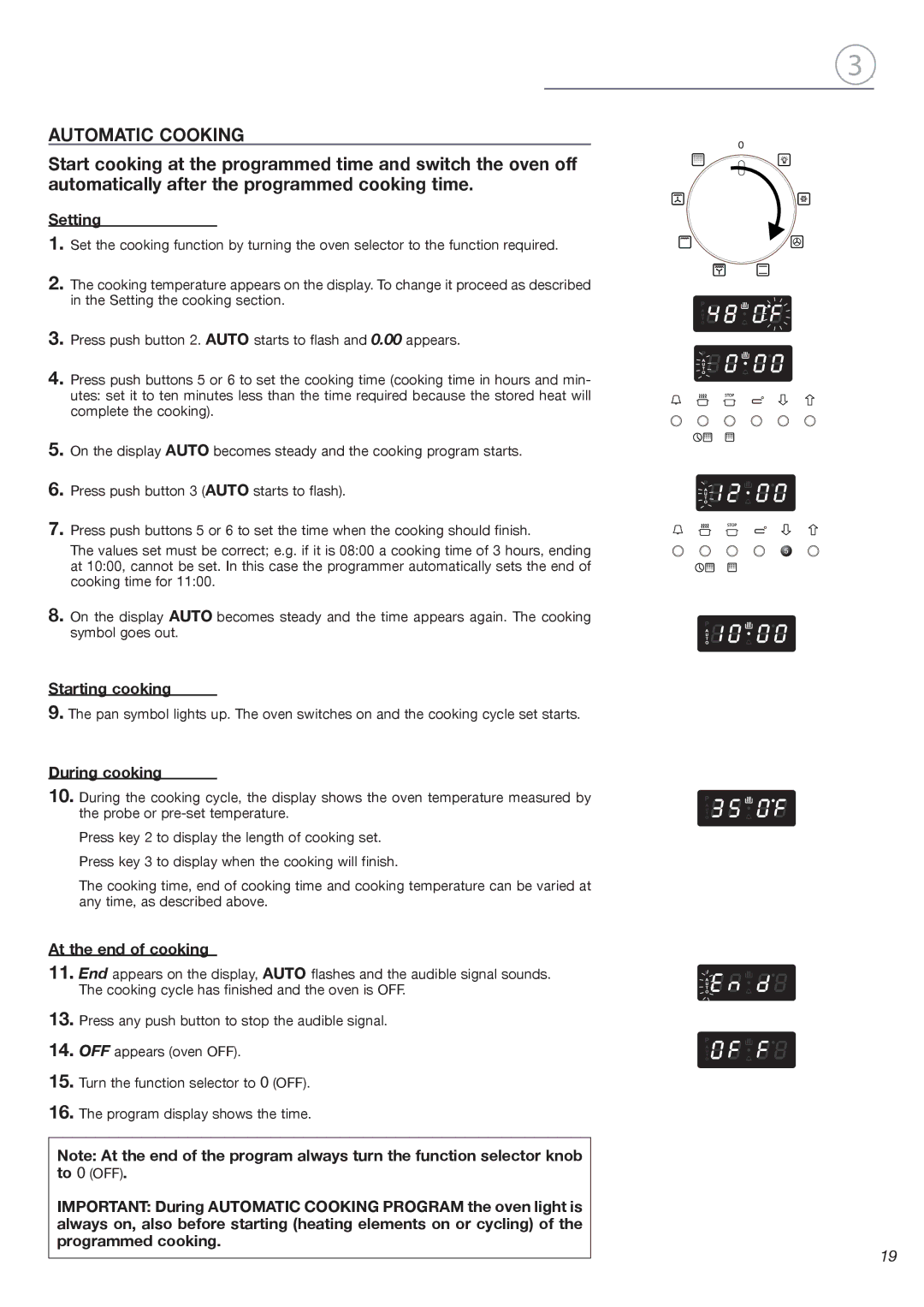 Fisher & Paykel OB24SDPX installation instructions Automatic Cooking, Starting cooking 