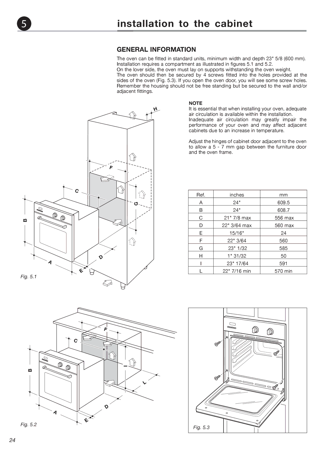 Fisher & Paykel OB24SDPX installation instructions Installation to the cabinet, General Information 