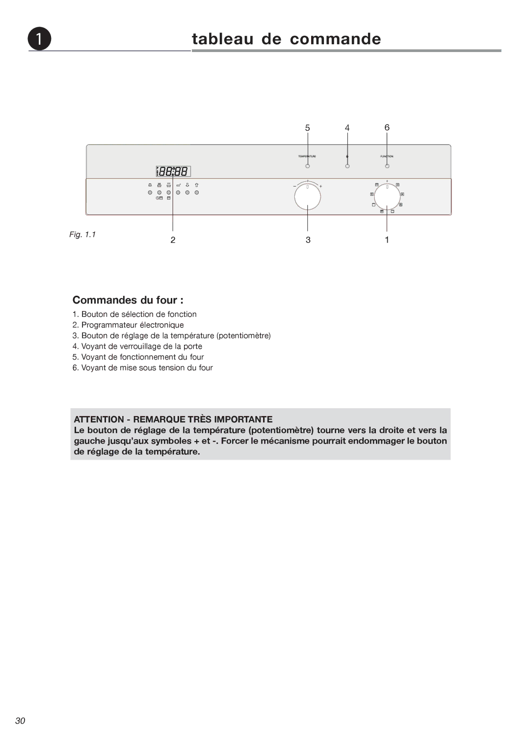 Fisher & Paykel OB24SDPX installation instructions Tableau de commande, Commandes du four 