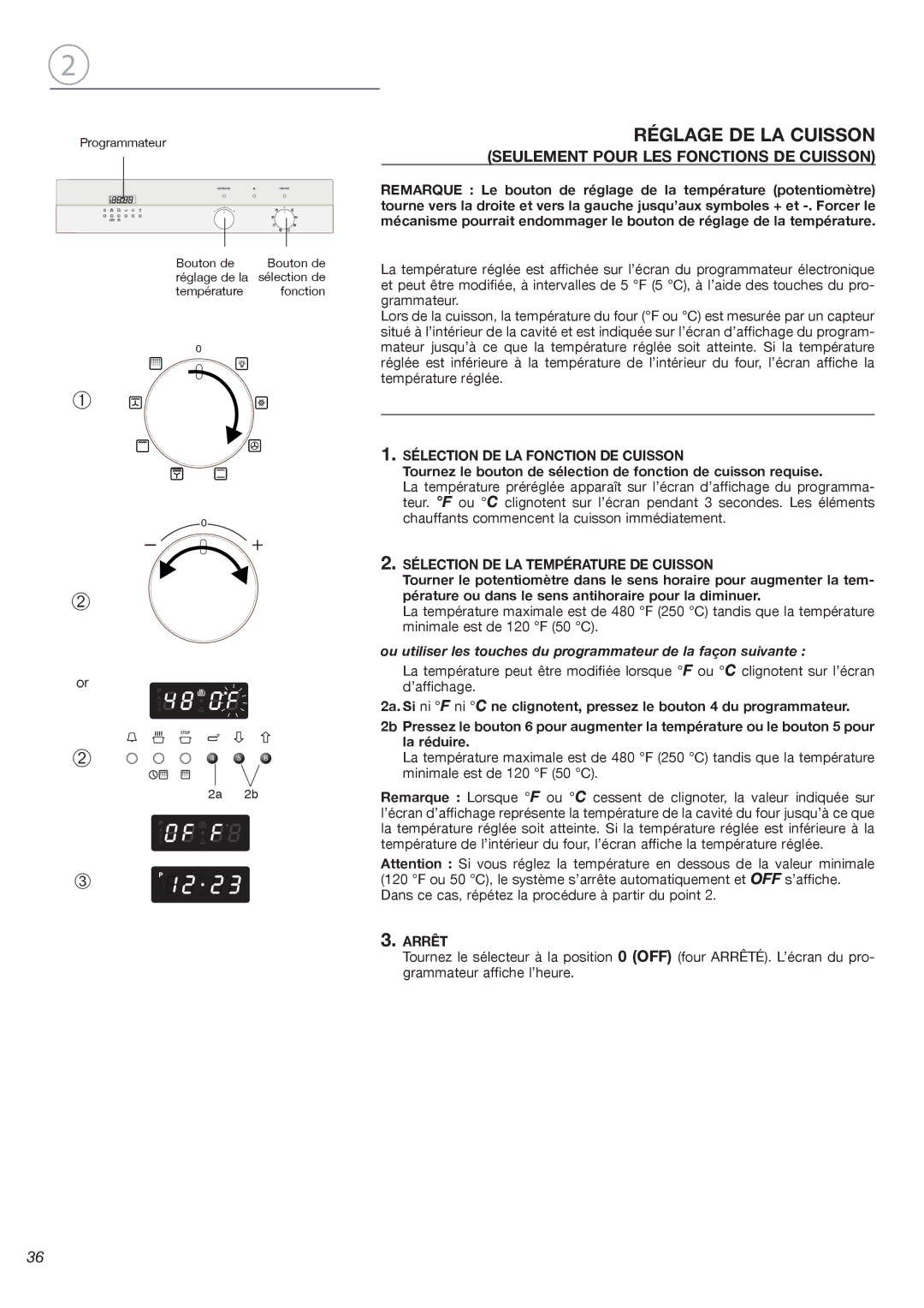 Fisher & Paykel OB24SDPX installation instructions Réglage DE LA Cuisson, Seulement Pour LES Fonctions DE Cuisson 