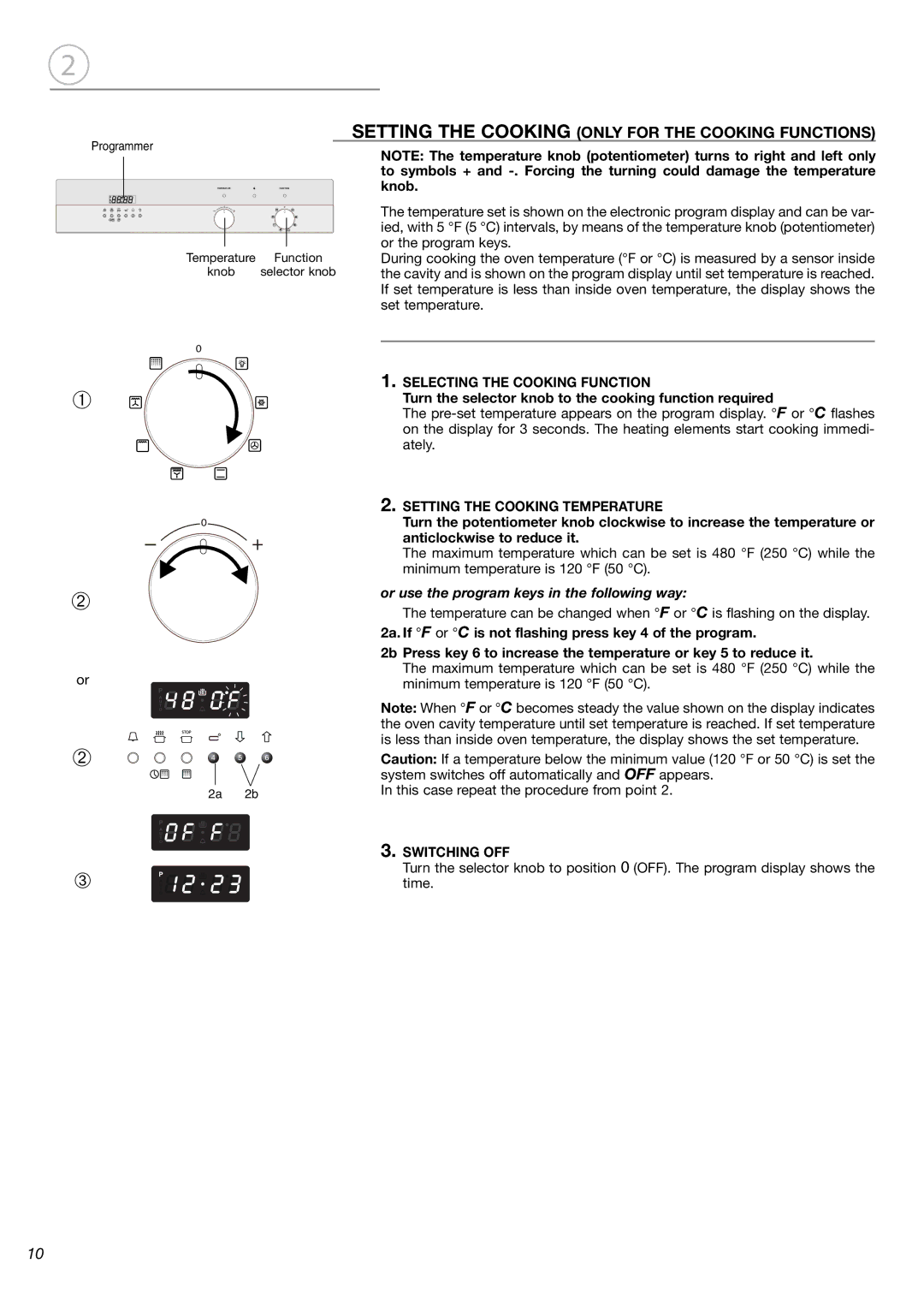 Fisher & Paykel OB24SDPX installation instructions Setting the Cooking only for the Cooking Functions 