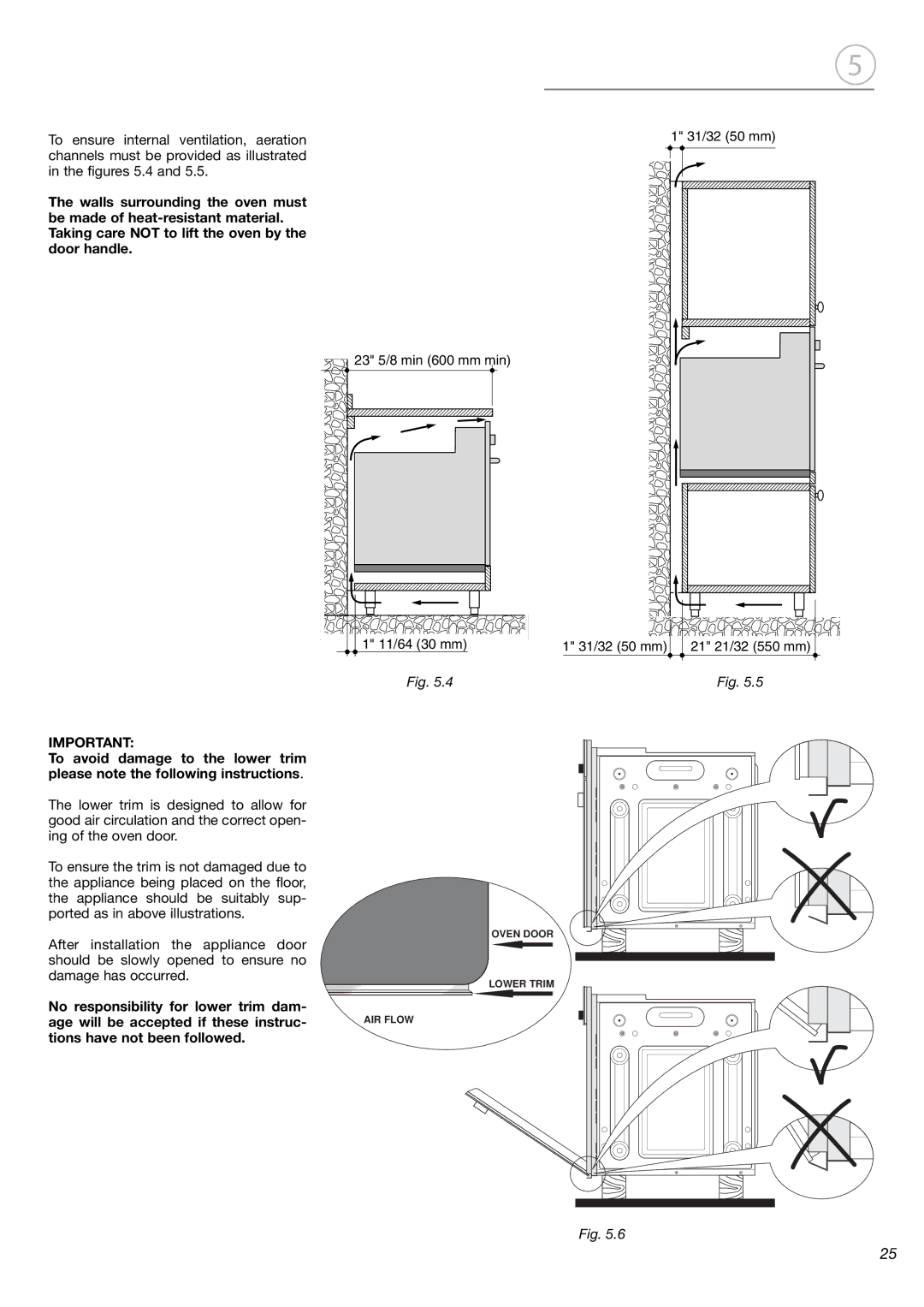 Fisher & Paykel OB24SDPX installation instructions 23 5/8 min 600 mm min 