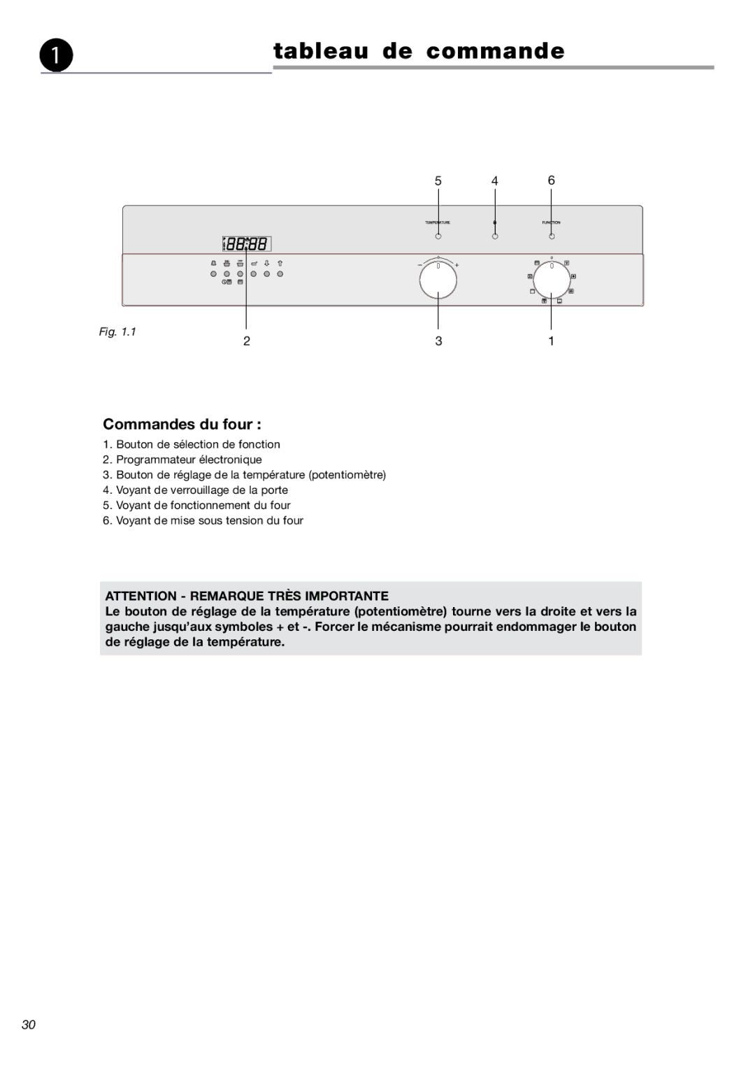 Fisher & Paykel OB24SDPX installation instructions Tableau de commande 