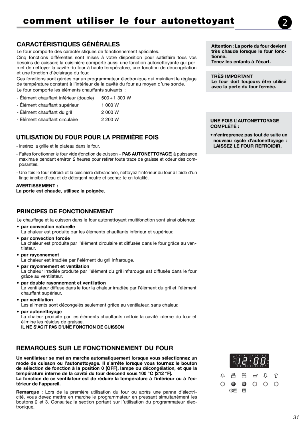 Fisher & Paykel OB24SDPX installation instructions Comment utiliser le four autonettoyant, Caractéristiques Générales 