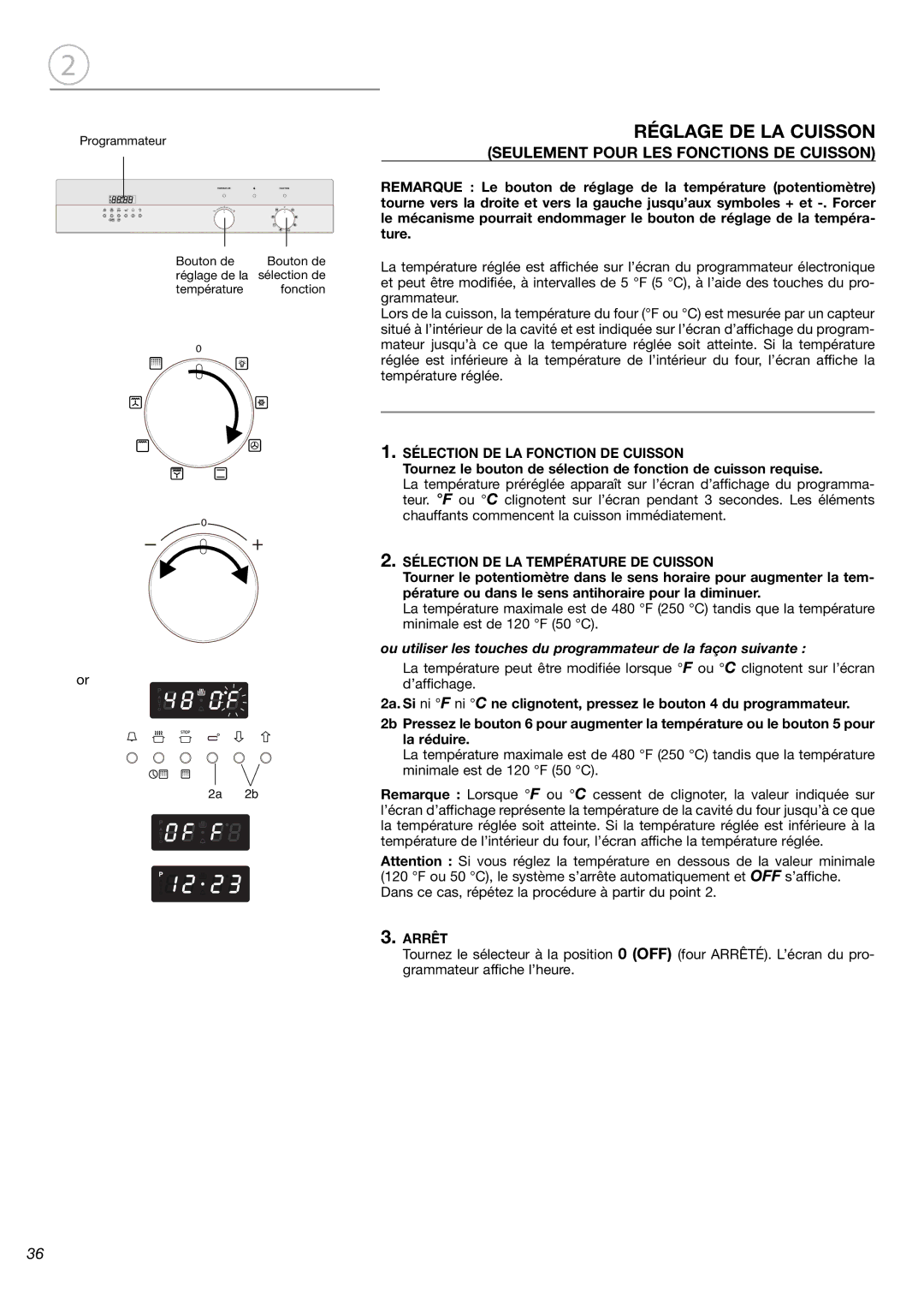 Fisher & Paykel OB24SDPX installation instructions Réglage DE LA Cuisson, Seulement Pour LES Fonctions DE Cuisson 