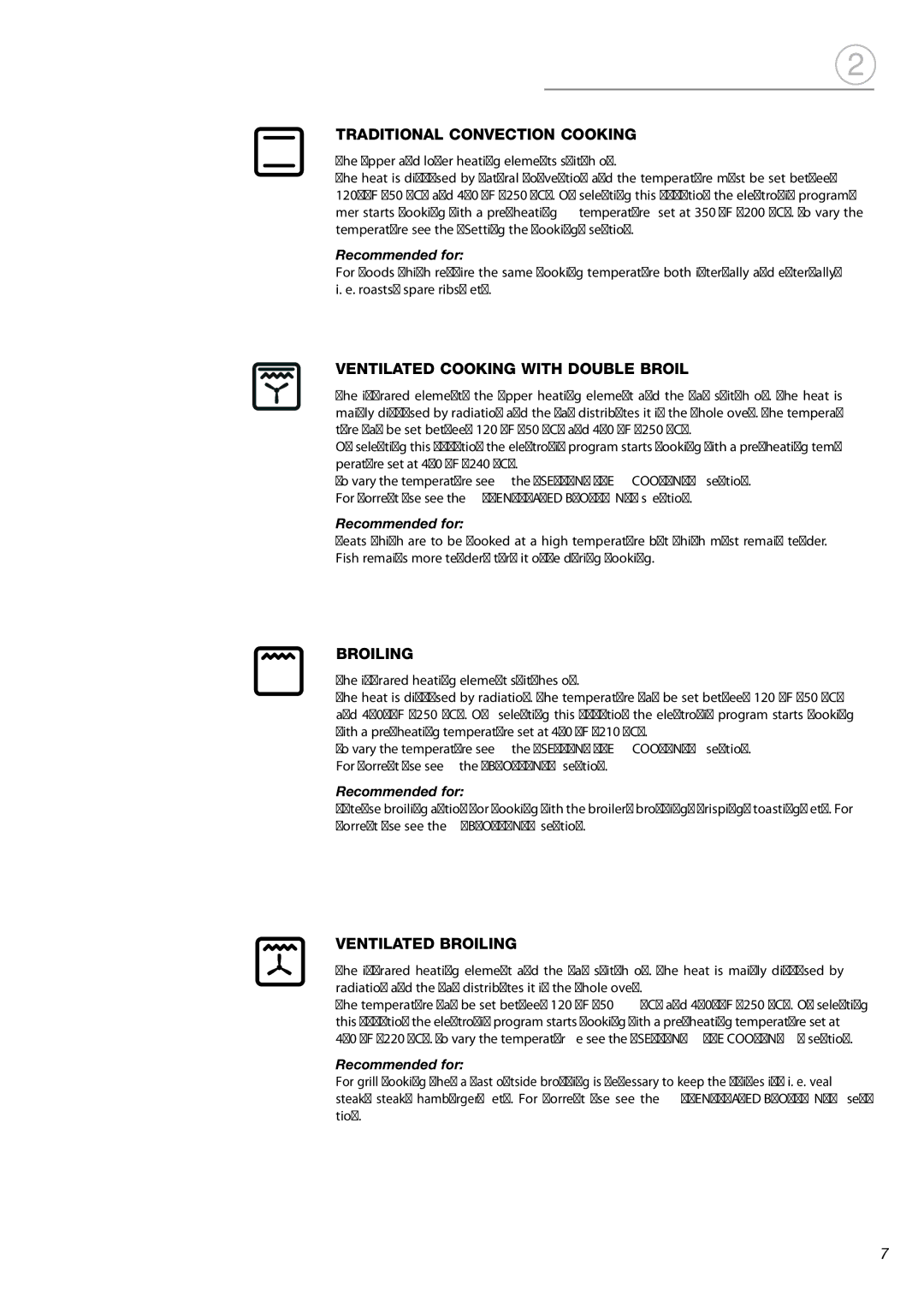 Fisher & Paykel OB24SDPX installation instructions Ventilated Cooking with Double Broil, Ventilated Broiling 