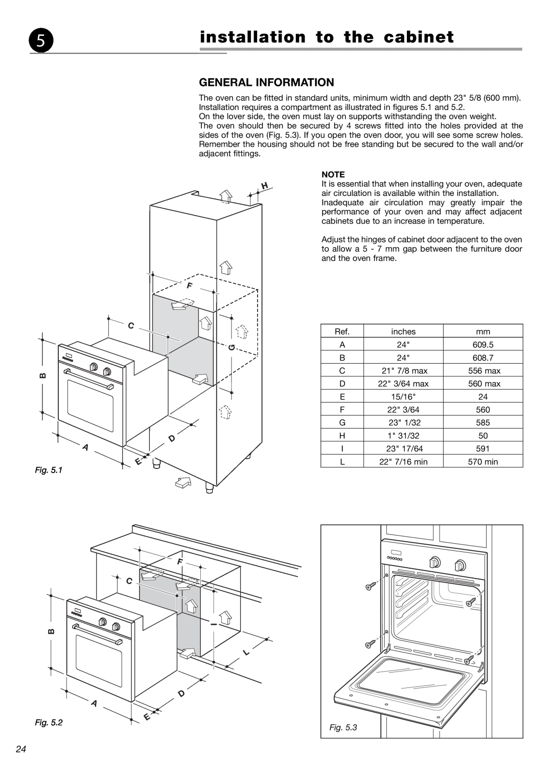 Fisher & Paykel OB24SDPX installation instructions installation to the cabinet, General Information 