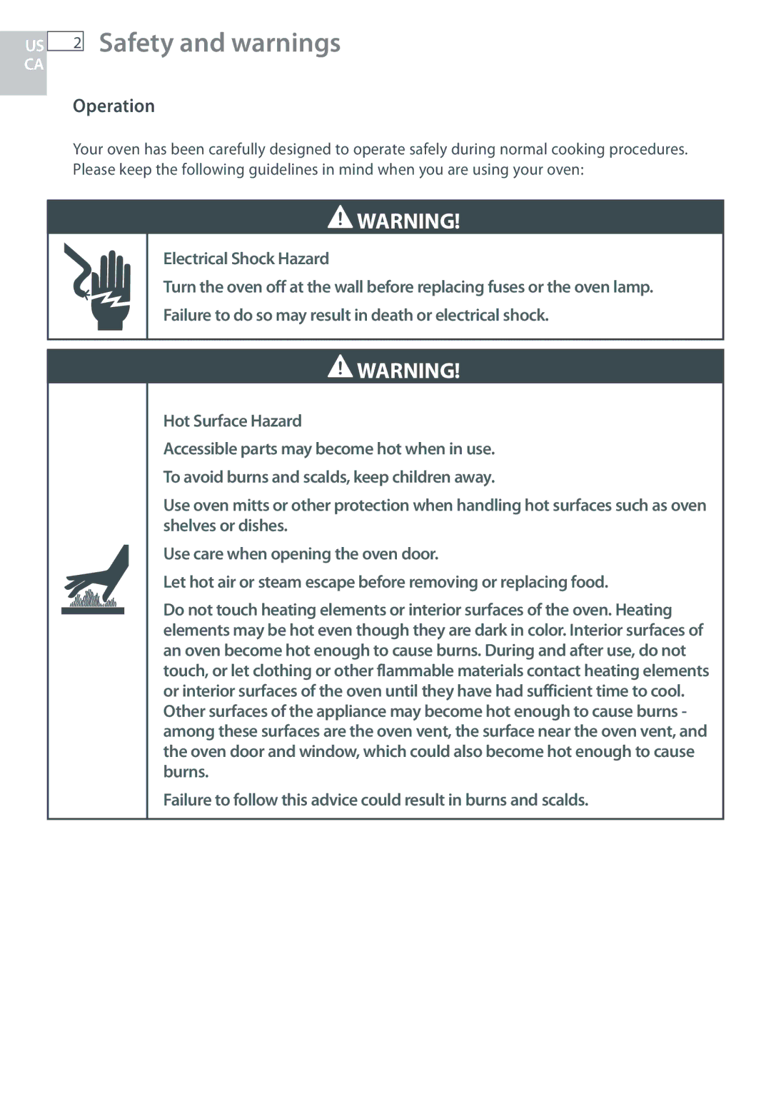 Fisher & Paykel OB30 manual Safety and warnings, Operation 