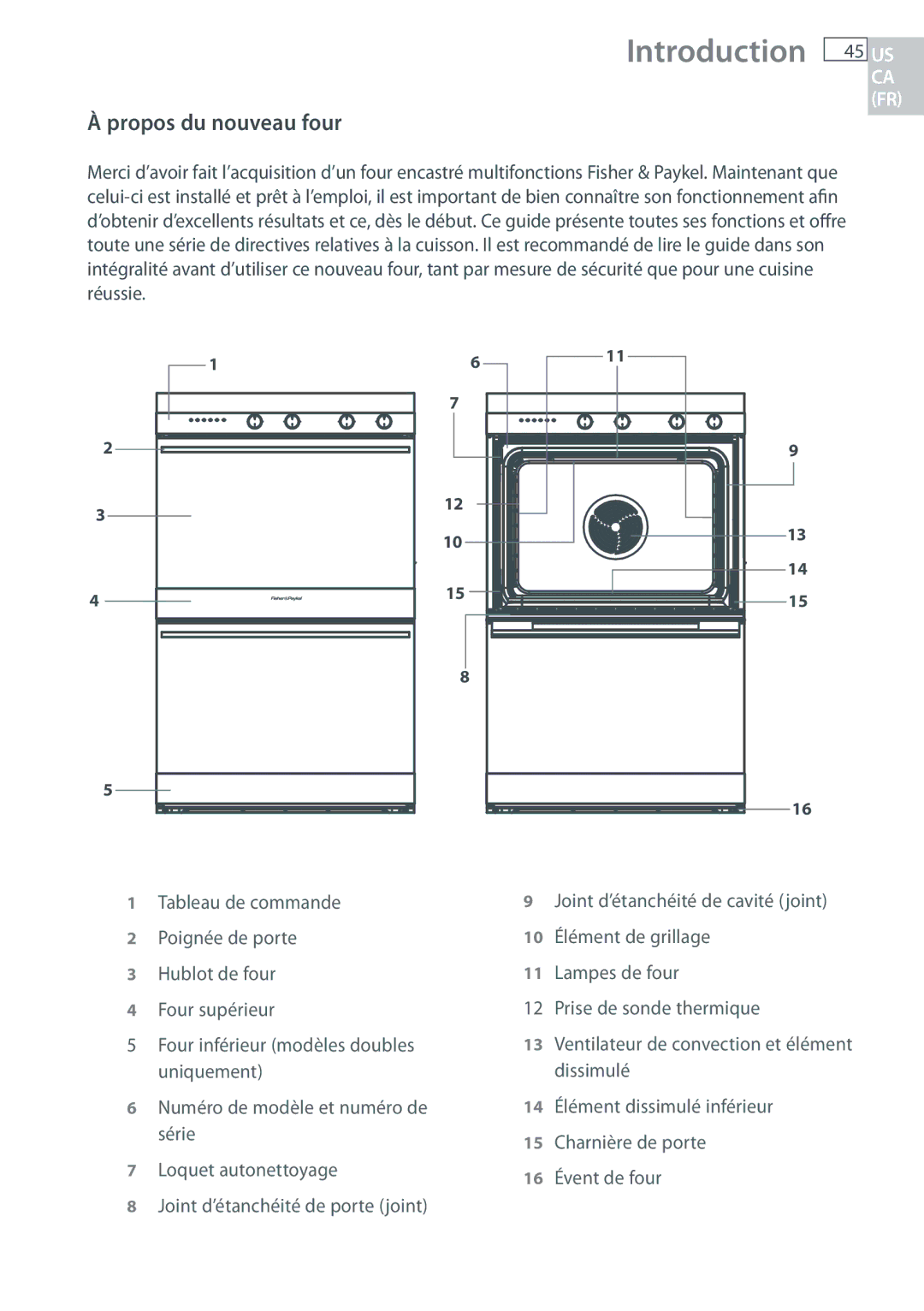 Fisher & Paykel OB30 manual Introduction, Propos du nouveau four 