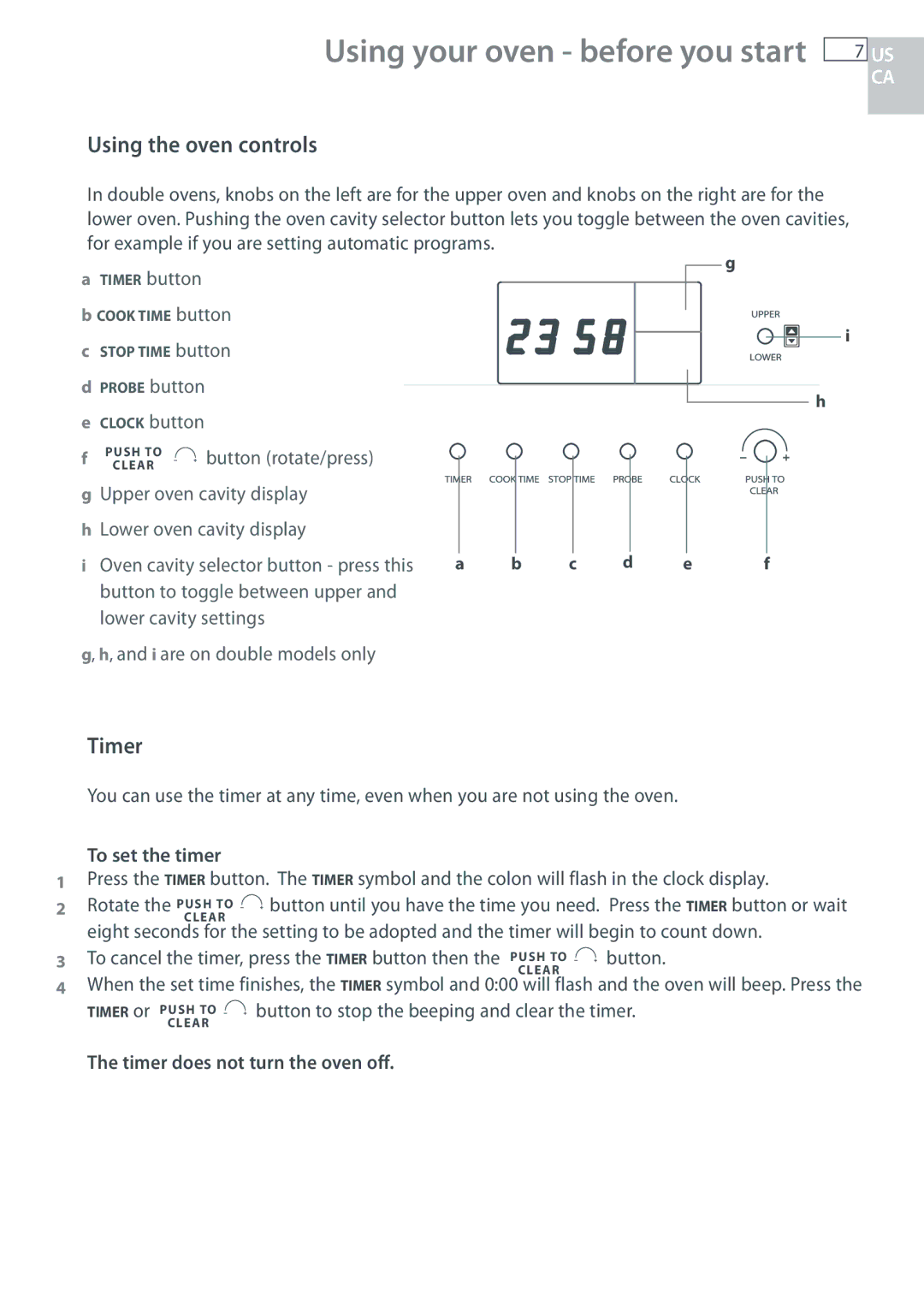 Fisher & Paykel OB30 manual Using the oven controls, Timer 