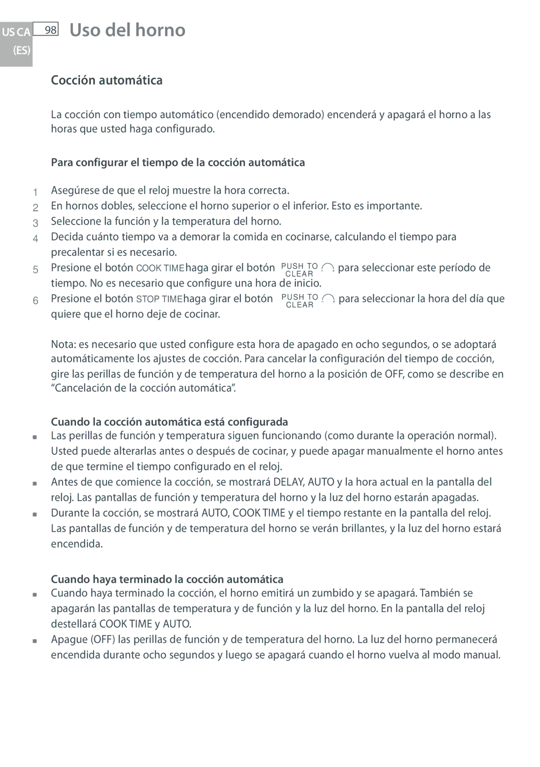 Fisher & Paykel OB30 manual Cocción automática, Para configurar el tiempo de la cocción automática 