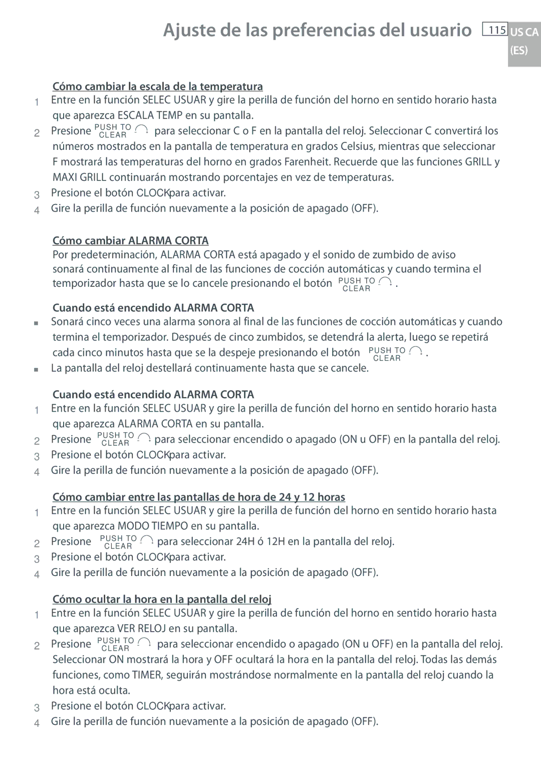 Fisher & Paykel OB30 manual Cómo cambiar la escala de la temperatura, Presione, Cómo cambiar Alarma Corta 