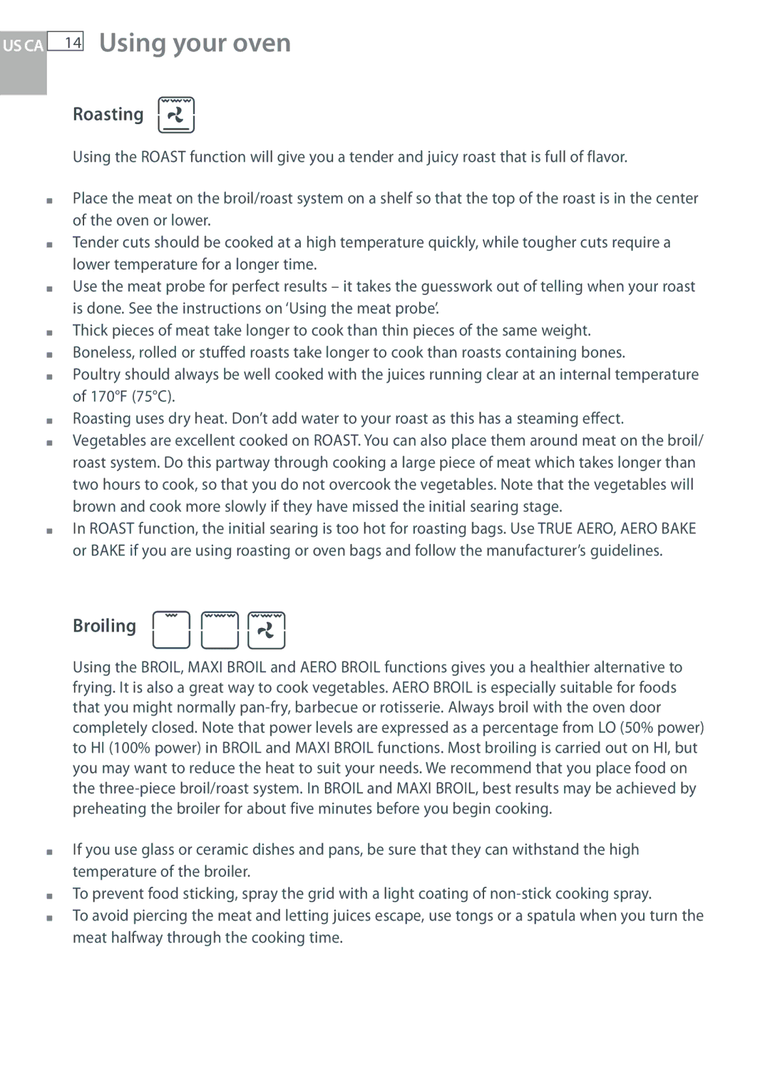 Fisher & Paykel OB30 manual Roasting, Broiling 