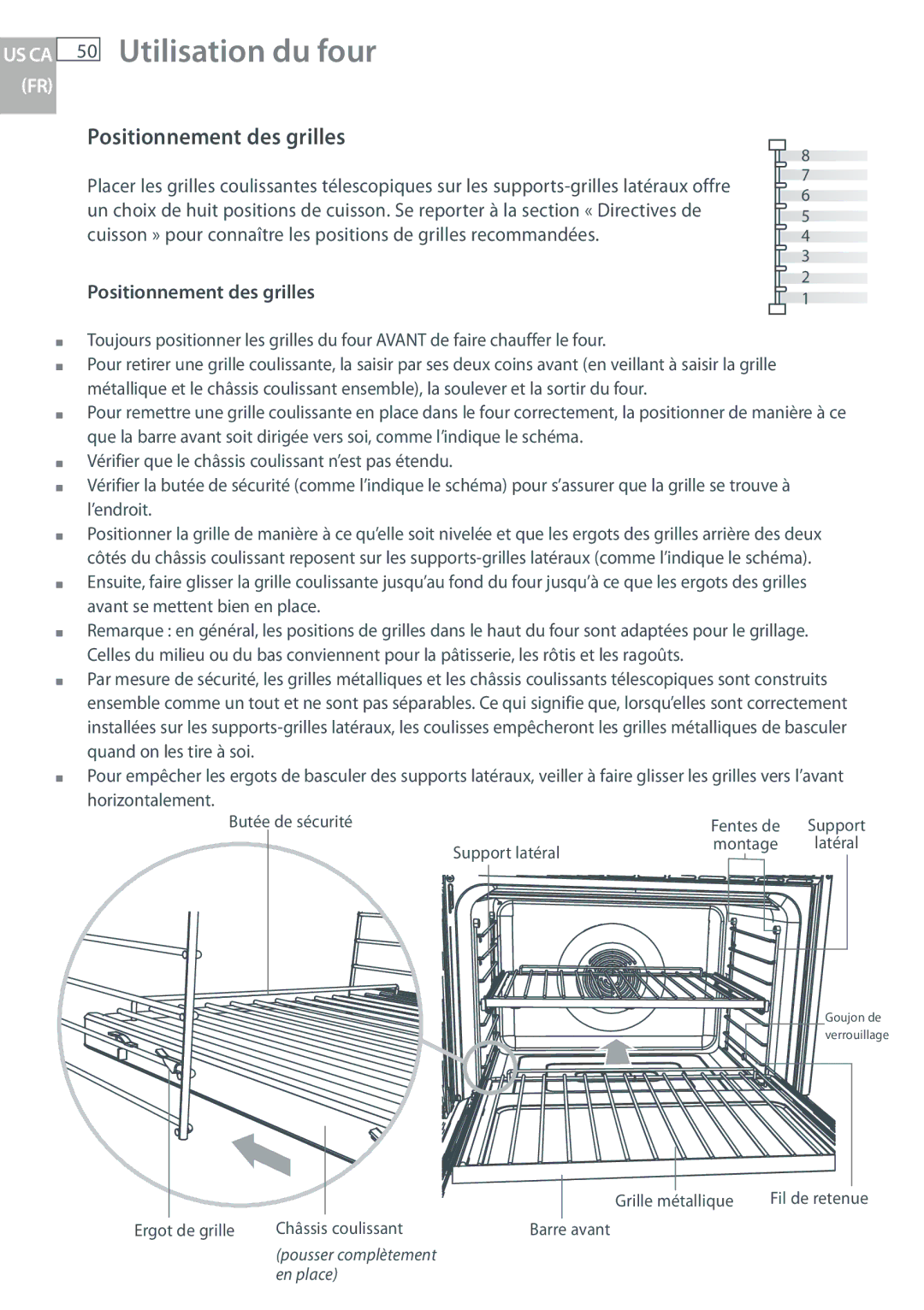 Fisher & Paykel OB30 manual Utilisation du four, Positionnement des grilles 