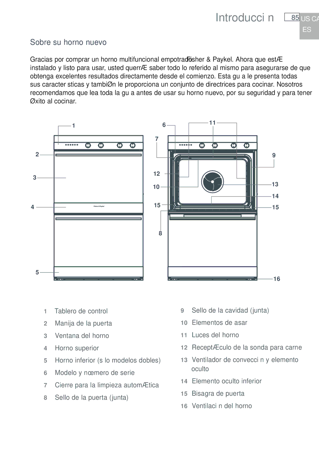 Fisher & Paykel OB30 manual Introducción, Sobre su horno nuevo 