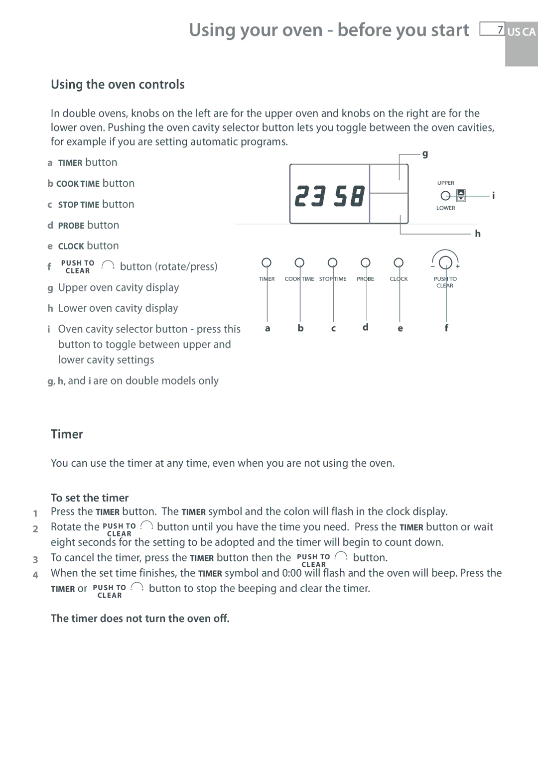 Fisher & Paykel OB30 manual Using the oven controls, Timer 