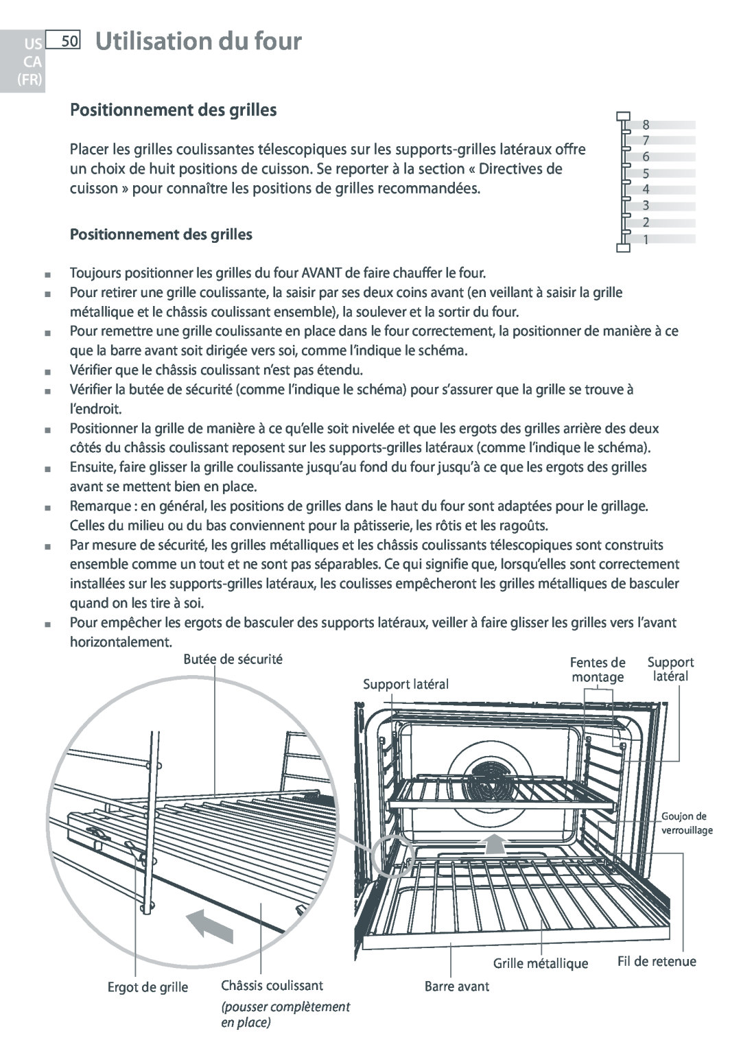 Fisher & Paykel OB30 manual Utilisation du four, Positionnement des grilles 