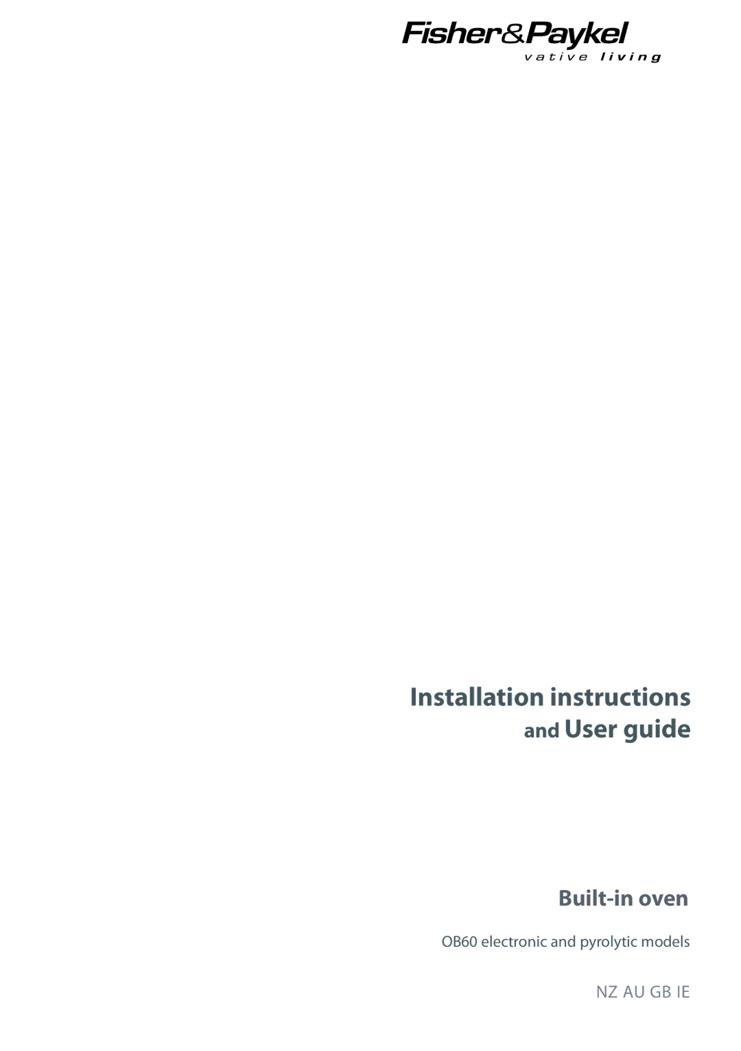 Fisher & Paykel OB60 installation instructions 