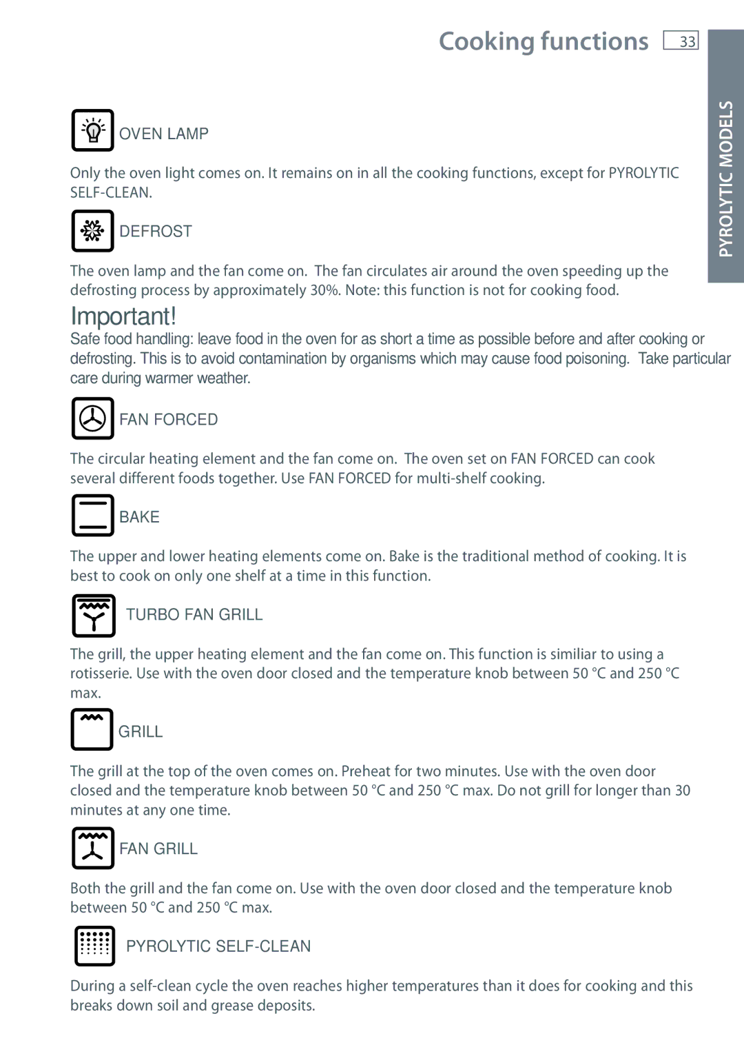 Fisher & Paykel OB60 installation instructions Defrost 