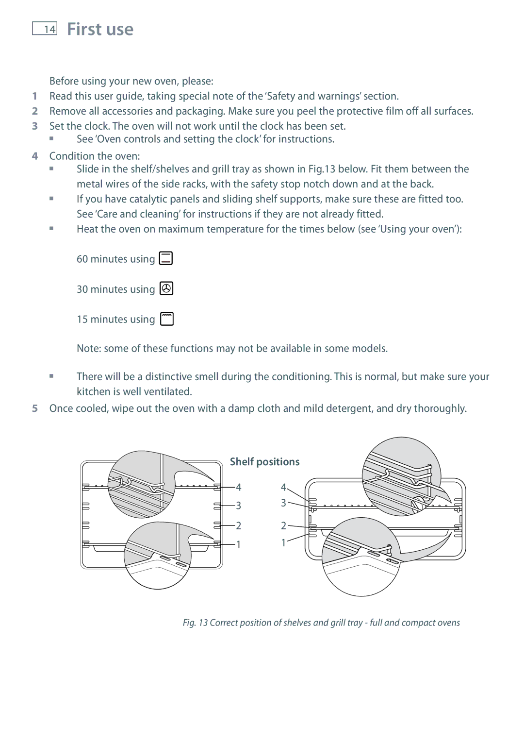 Fisher & Paykel OB60 installation instructions First use 