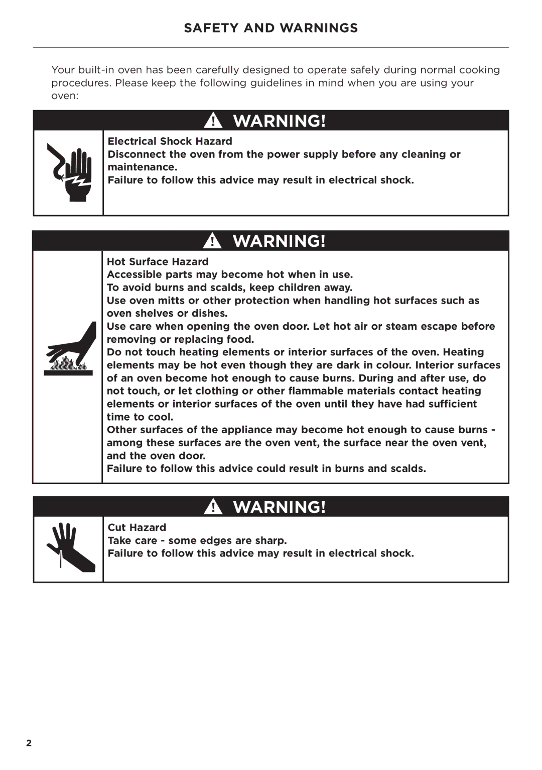 Fisher & Paykel OB60 manual Safety and Warnings 