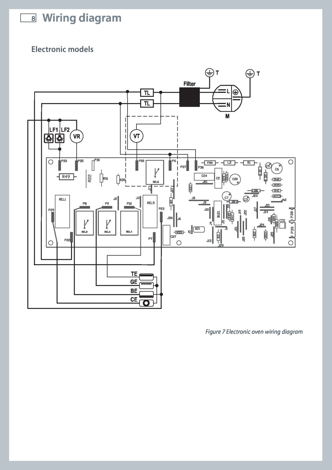 Fisher & Paykel OB60 Wiring diagram, Electronic models, Electronic oven wiring diagram, TL TL LF1 LF2 VRVT TE GE BE CE 