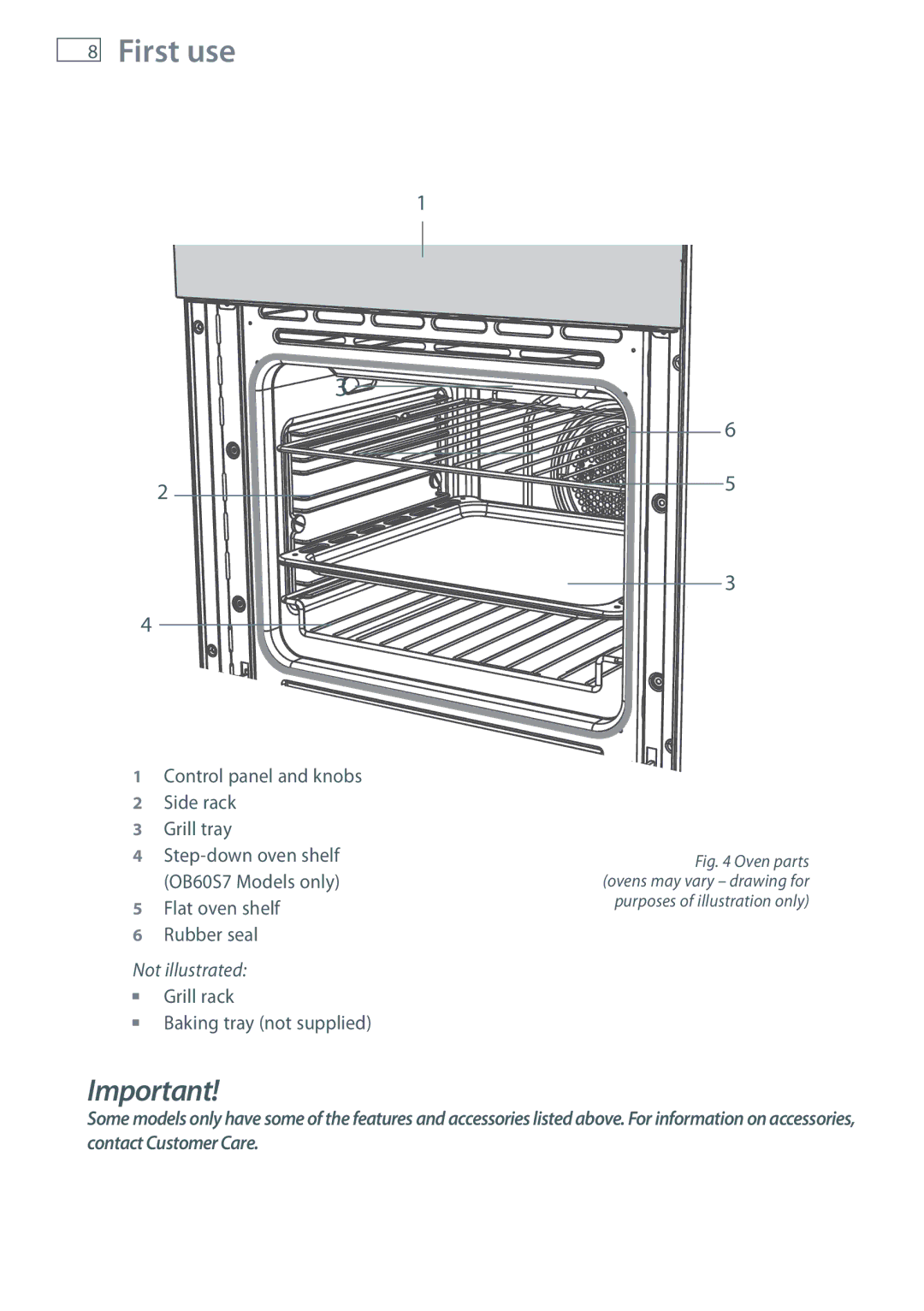 Fisher & Paykel OB60S manual First use 