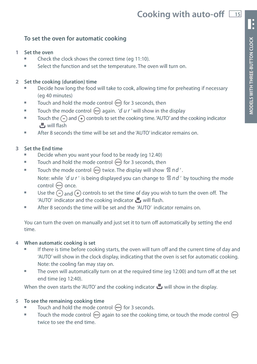 Fisher & Paykel OB60S manual To set the oven for automatic cooking 