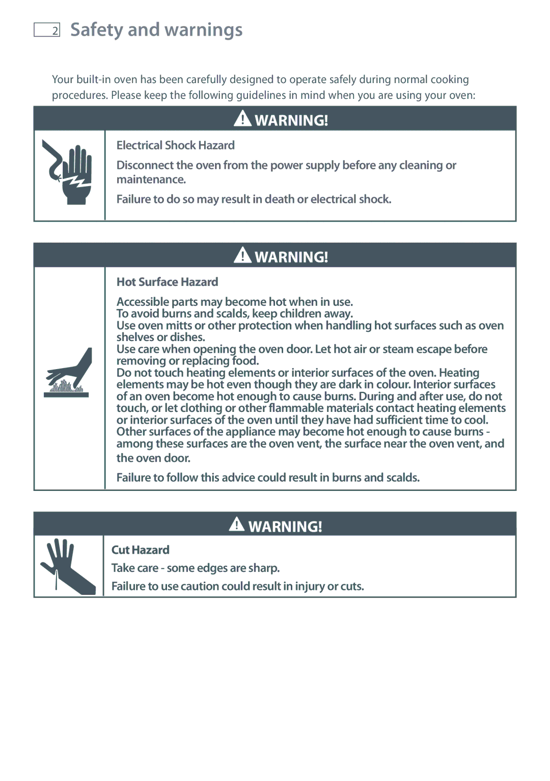 Fisher & Paykel OB60S manual Safety and warnings 