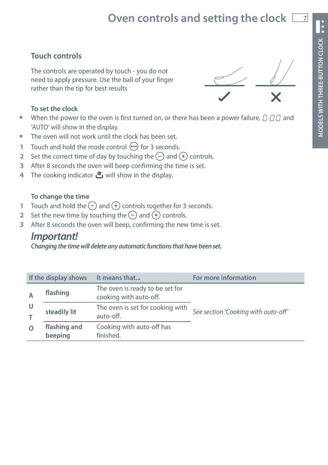 Fisher & Paykel OB60S manual Touch controls 