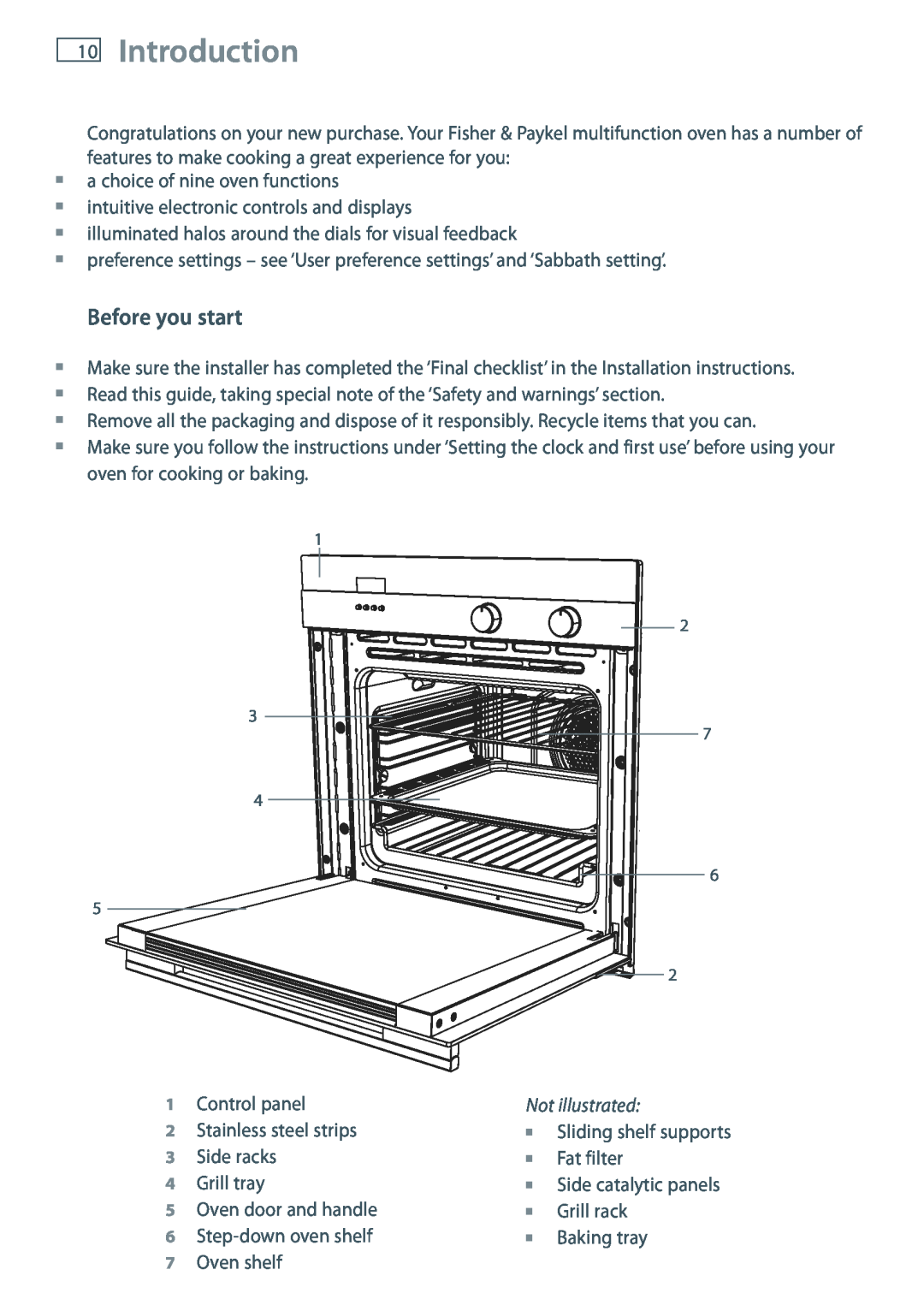 Fisher & Paykel OB60S9DE installation instructions Introduction, Before you start, Not illustrated 