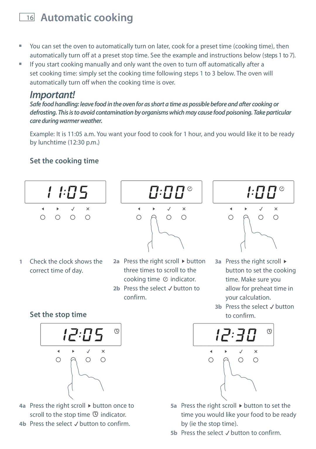 Fisher & Paykel OB60S9DEP, OB60S9DECP installation instructions Automatic cooking, Set the cooking time, Set the stop time 