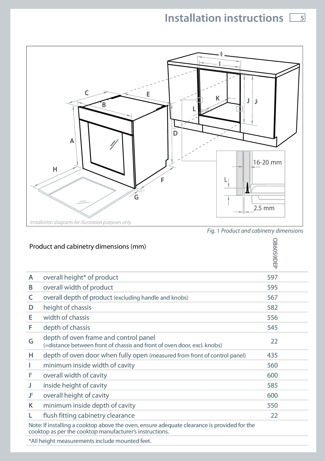 Fisher & Paykel OB60S9DEP installation instructions Installation instructions 